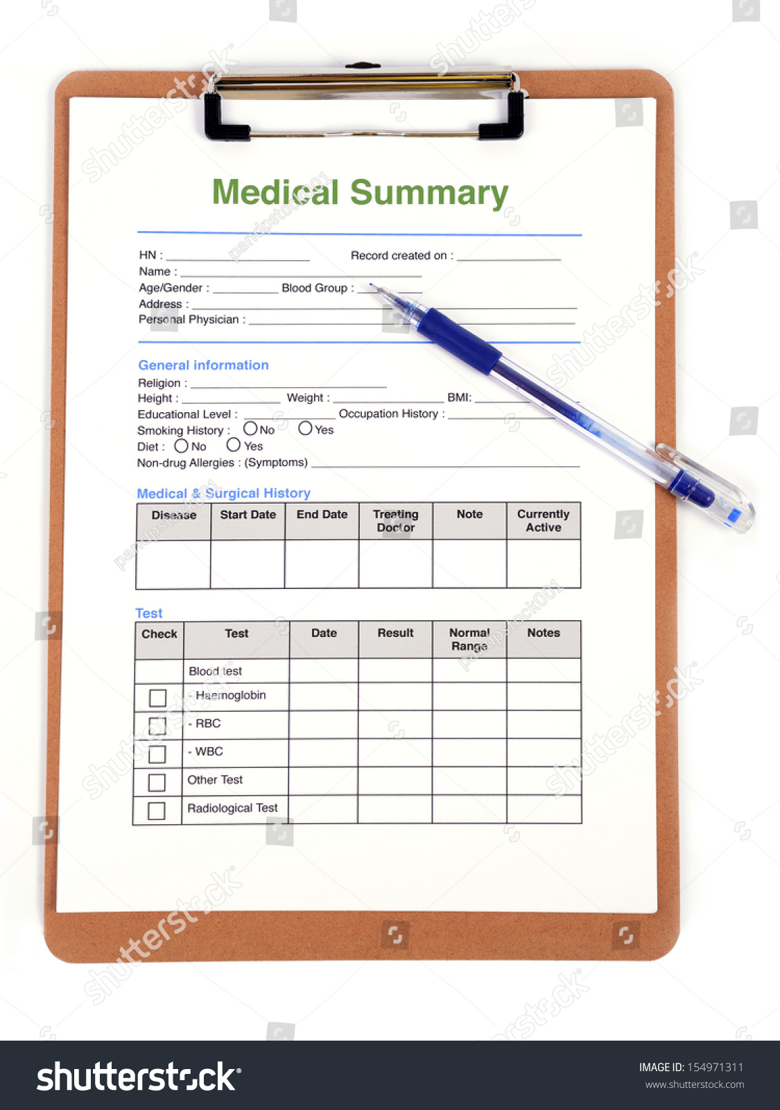 Personal Medical Record Template from image.shutterstock.com