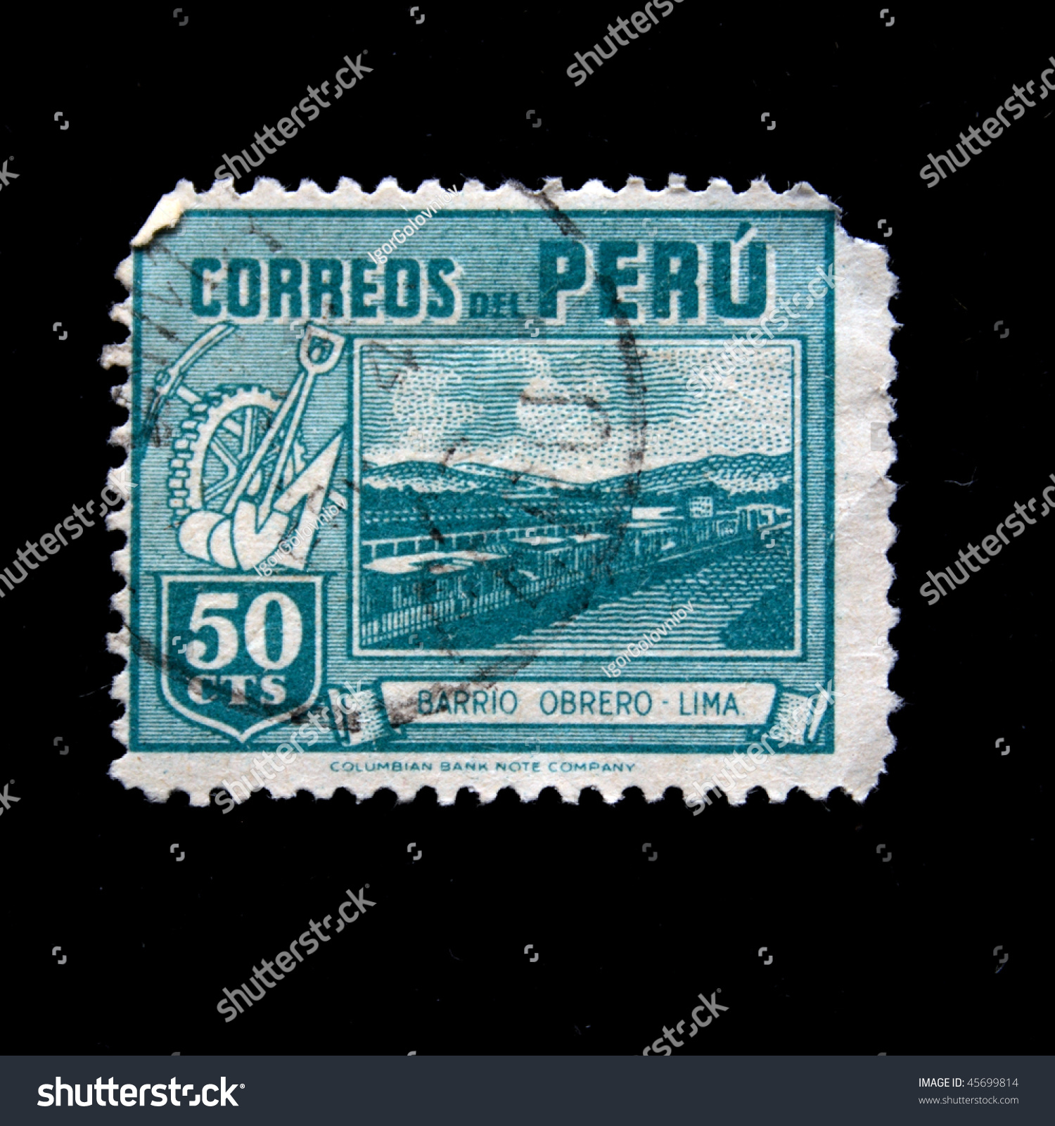 Peru - Circa 1940s: A Stamp Printed In Peru Shows Bario Obrero - Lima ...