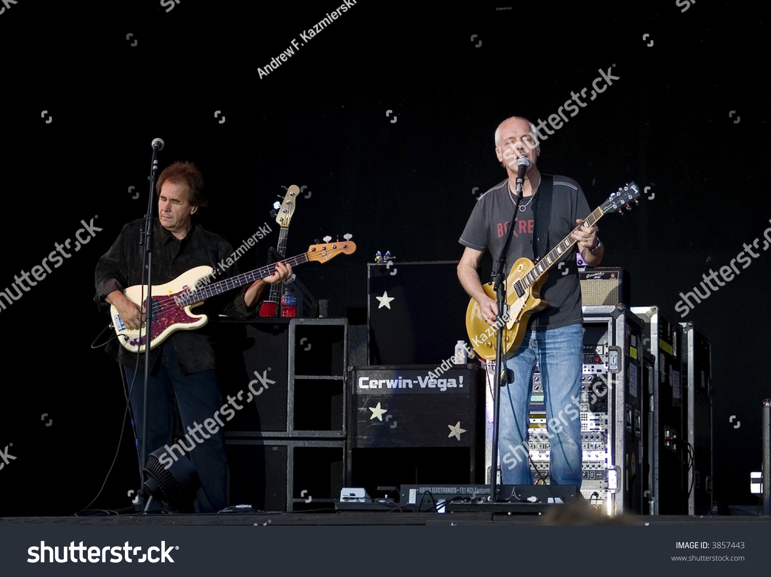 Peter Frampton Onstage With Bass Guitarist John Regan During His 2007 ...