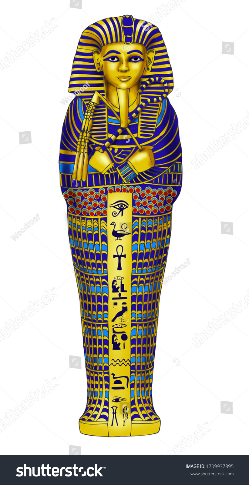 Pharao Tutankhamen Sarcophagus Mummy Stock Illustration 1709937895 ...