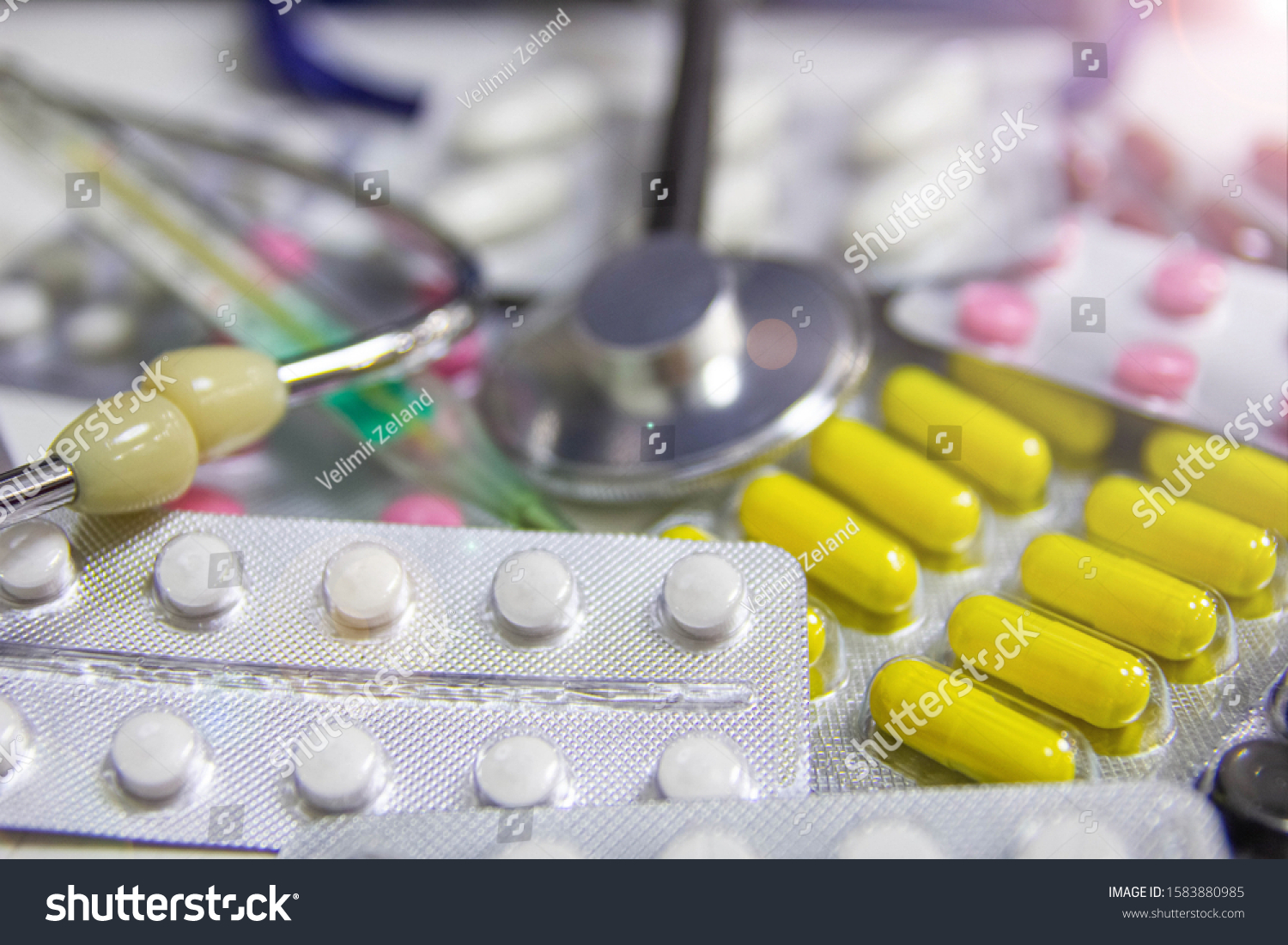 Pharmaceuticals Antibiotic Tablets Different Colors Concept Stock Photo ...