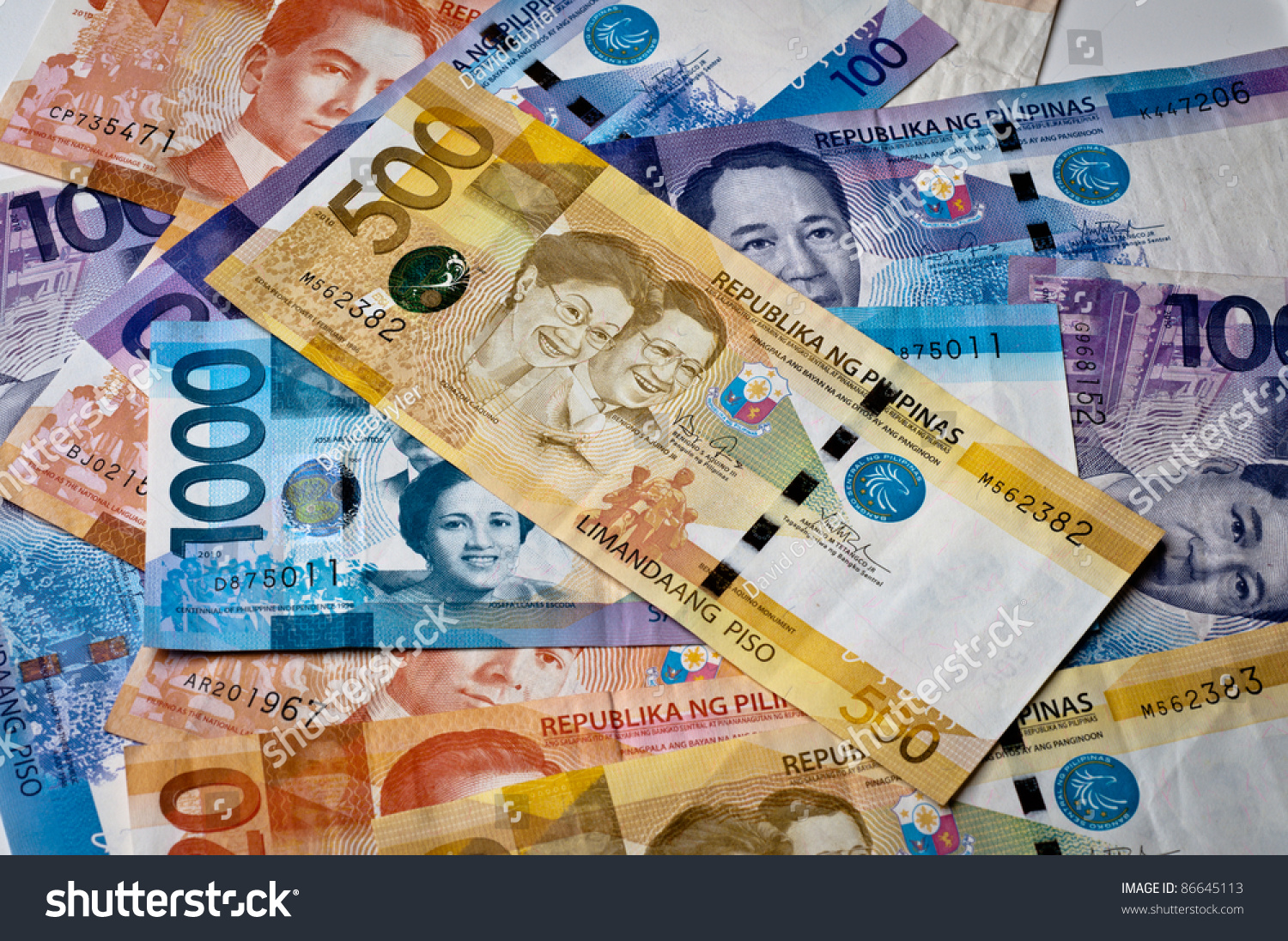 Philippine Currency 2010 Issue Of Various Denominations Stock Photo ...