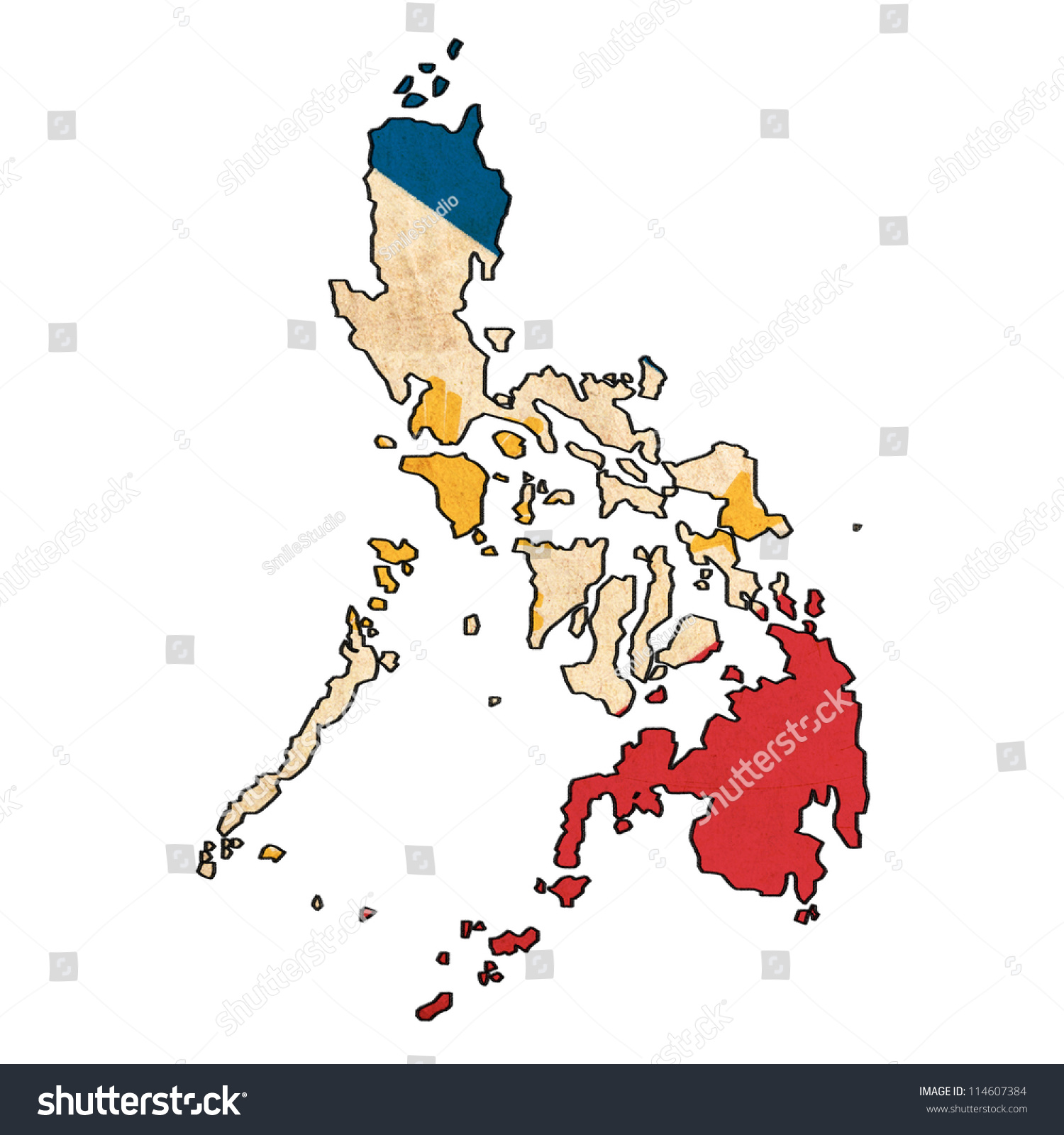 Philippines Map On Philippines Flag Drawing ,Grunge And Retro Flag ...