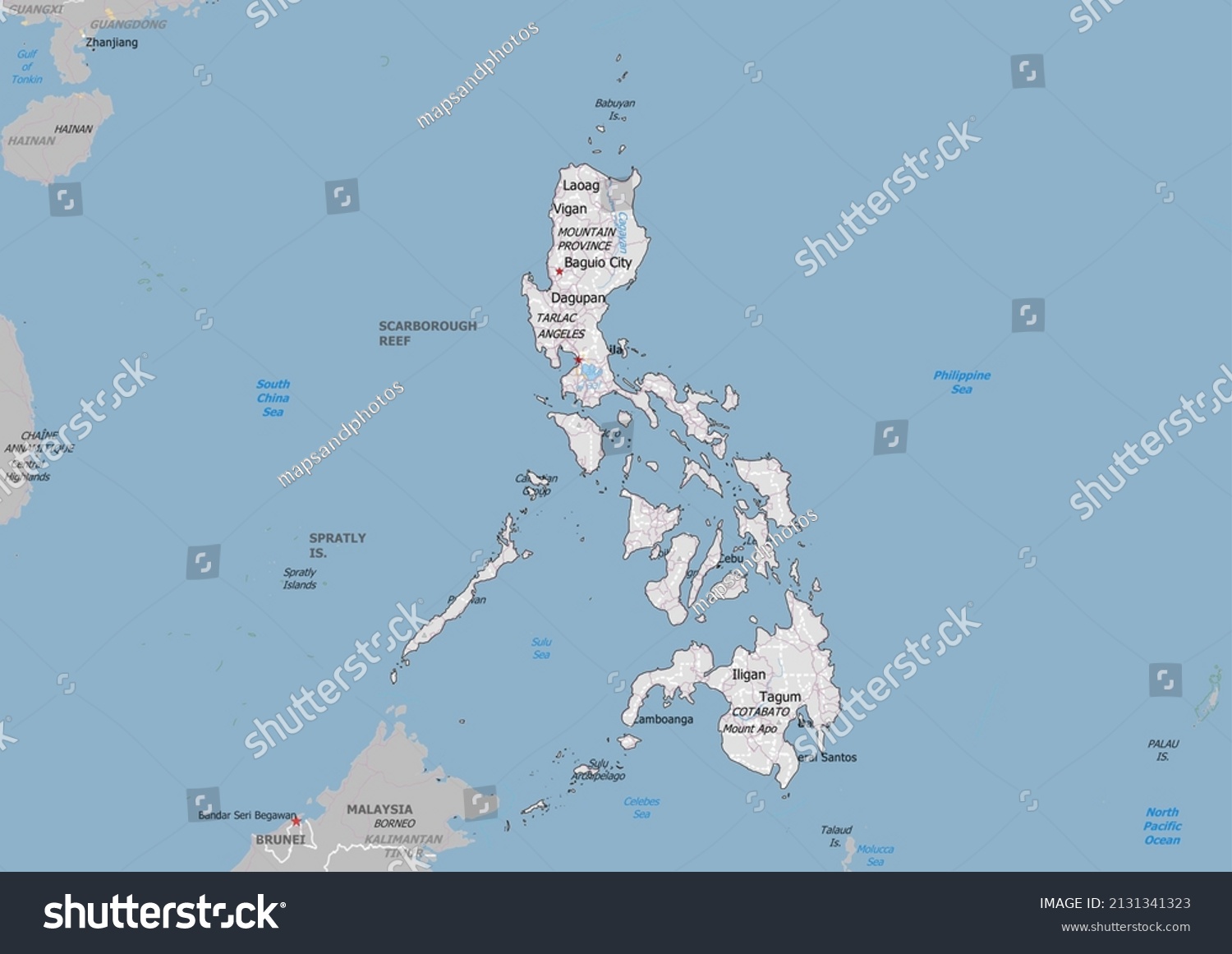 Philippines Political Map Neighbors Capital National Stock Illustration ...