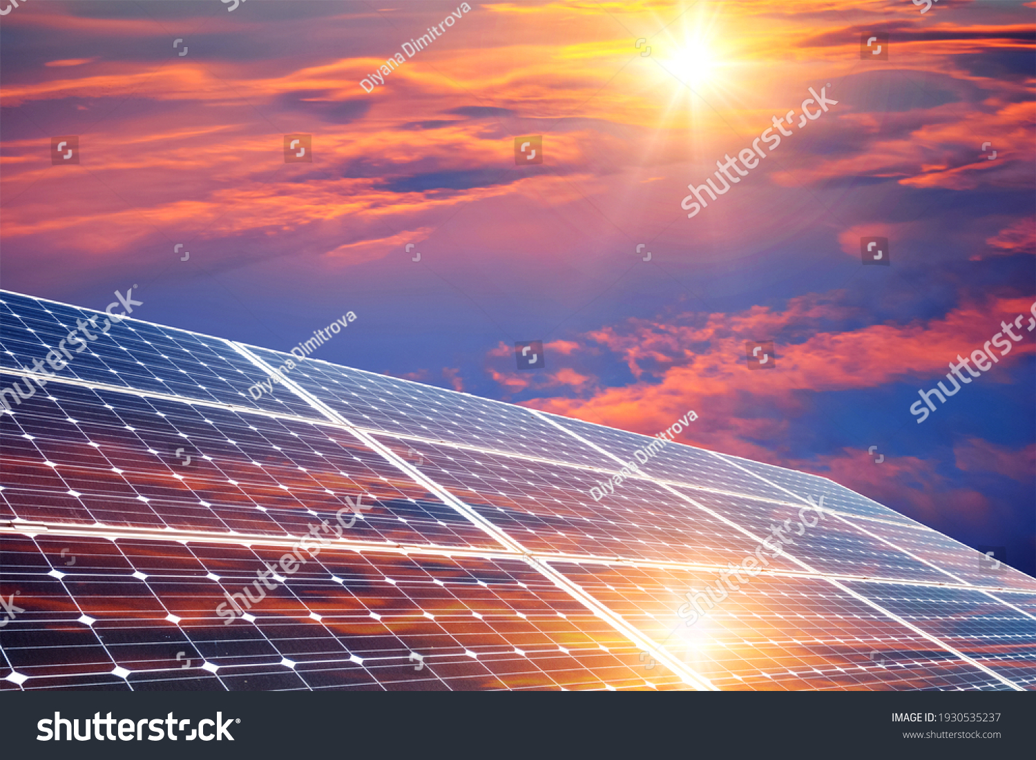 Photo Collage Sunset Solar Panel Photovoltaic Stock Photo 1930535237 ...