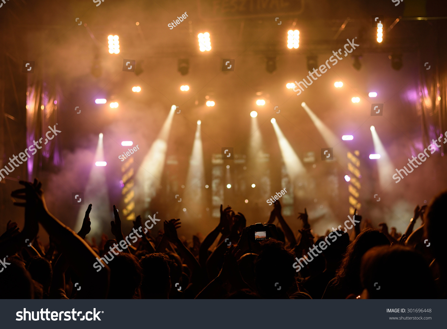 Photo Of Concert Crowd In Front Of Bright Stage Lights, Detail ...