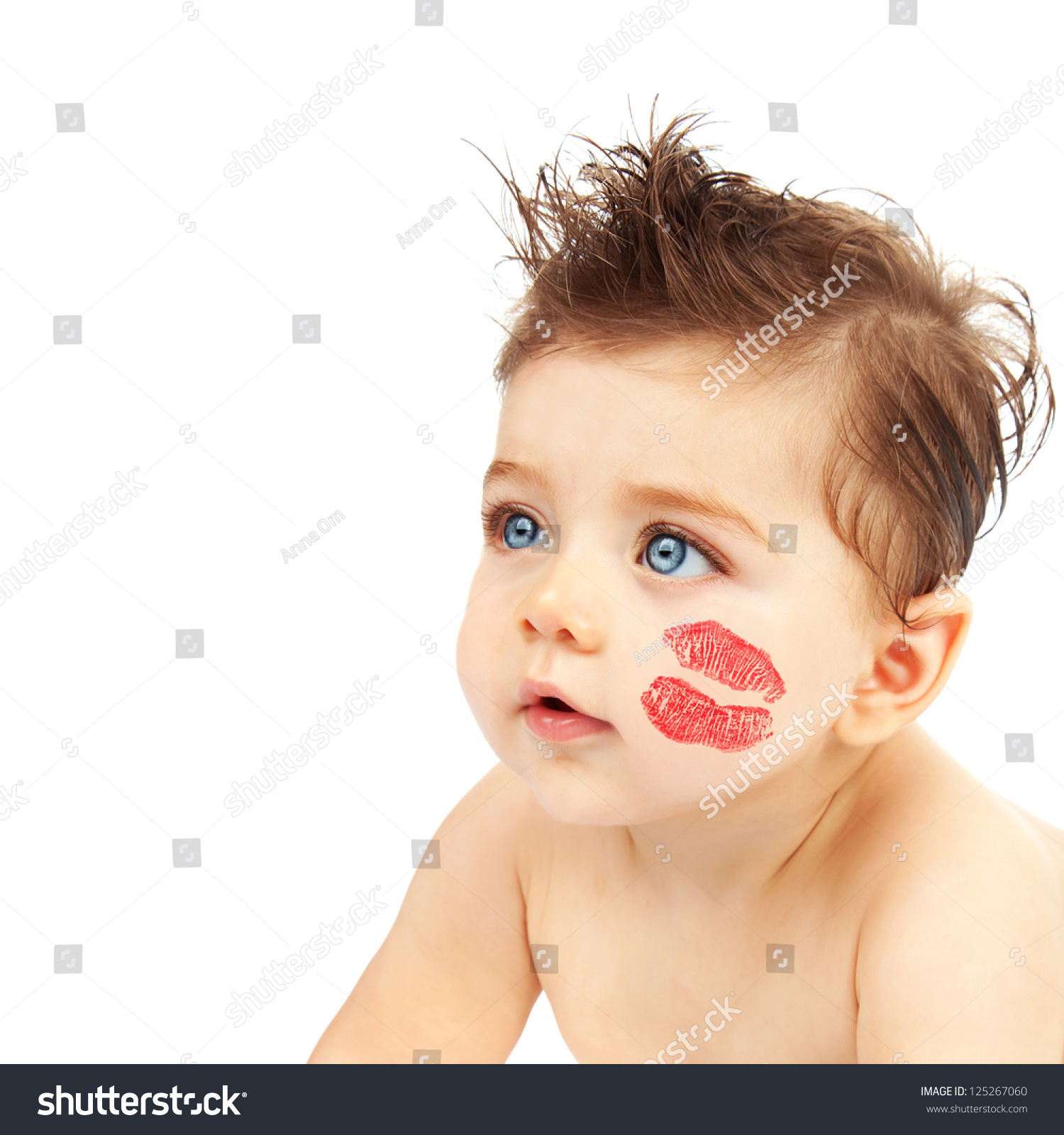 Photo Cute Baby Boy Red Kiss Stock Photo Edit Now 125267060