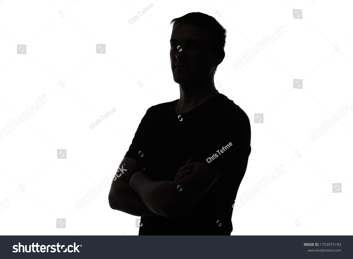 Photo Mans Isolated Silhouette Arms Crossed Stock Photo (Edit Now ...