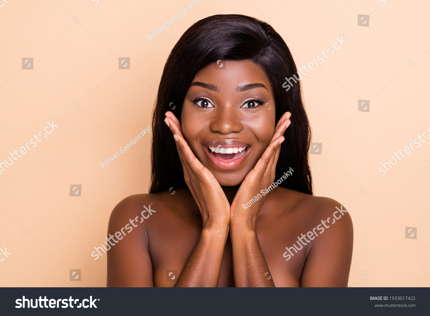 Photo Sweet Impressed Dark Skin Naked Stock Photo Edit Now