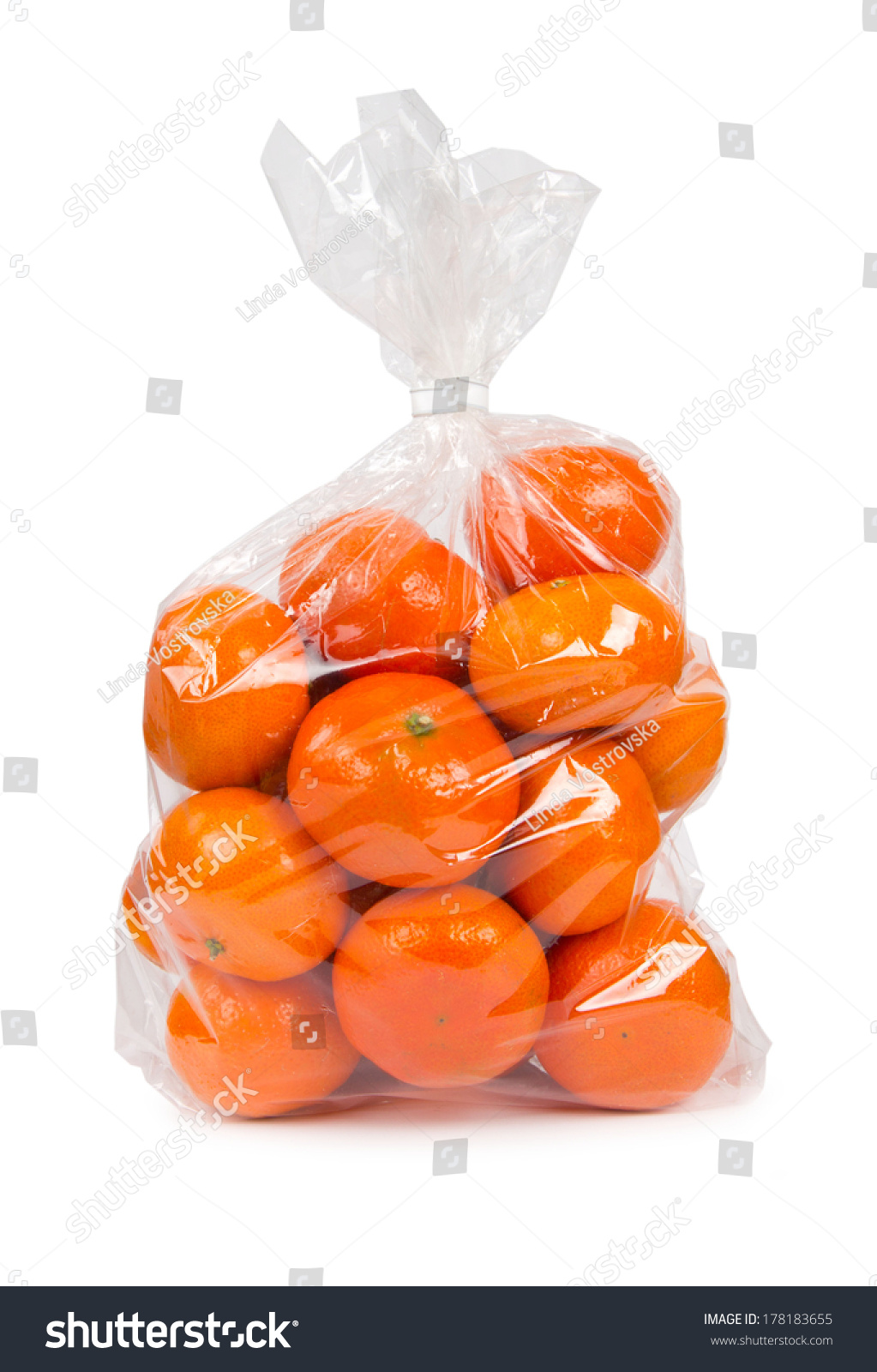 Photo Of Tangerines In A Plastic Bag Isolated On White - 178183655 ...