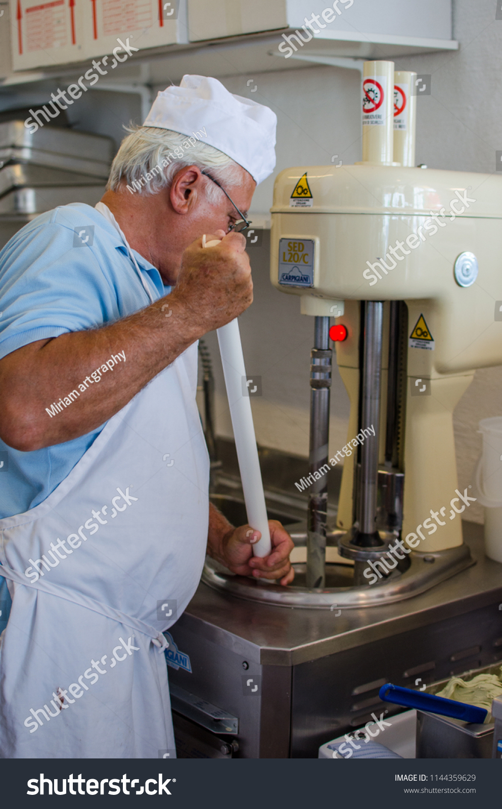 Photograph Ice Cream Man Making Ice Stock Photo Edit Now