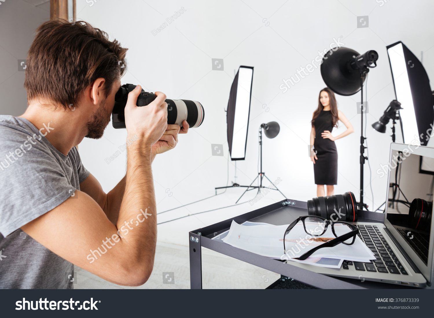 Photographer Shooting Model Studio Softboxes Stock Photo (Edit Now ...