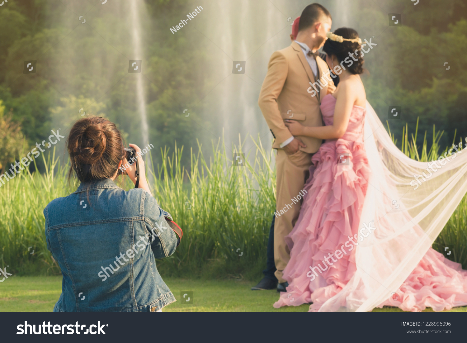 Photographer Take Prewedding Photos Bride Groom Stock Photo Edit