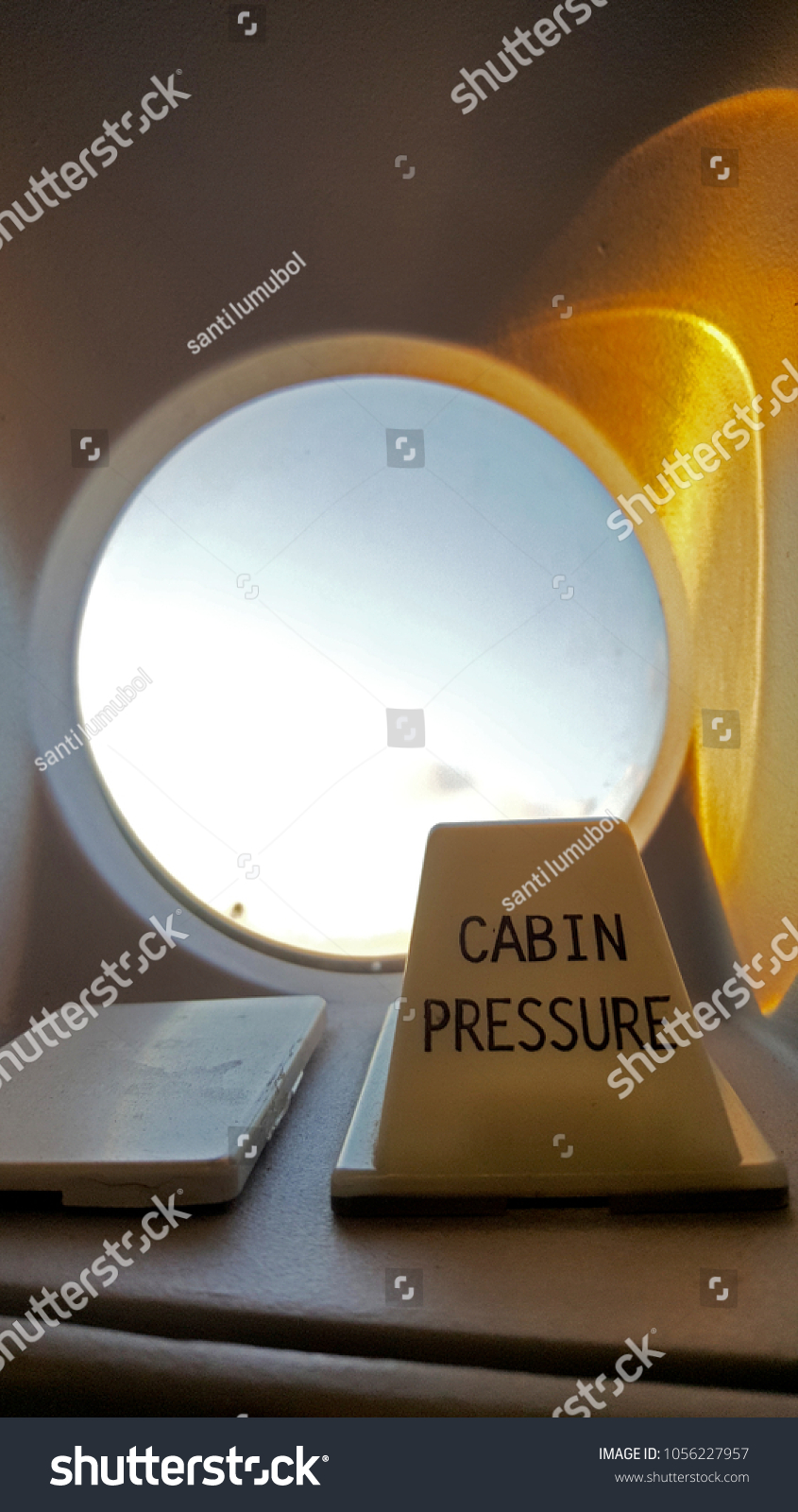 Photography Cabin Pressure Sign Aircraft Door Stock Photo Edit