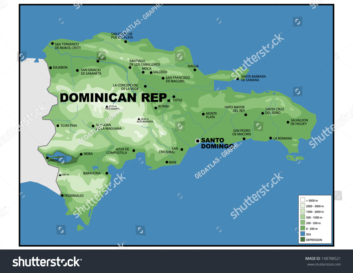 Bonao Dominican Republic Map Physical Map Dominican Republic Stock Illustration 148788521 | Shutterstock