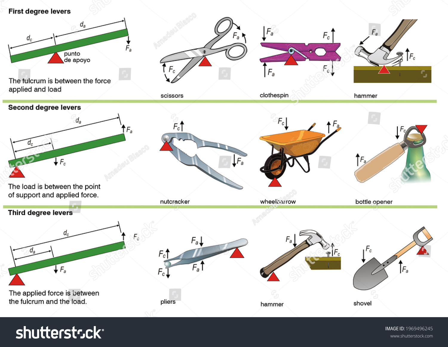 Physics Force Lever Types Various Examples Stock Illustration 1969496245