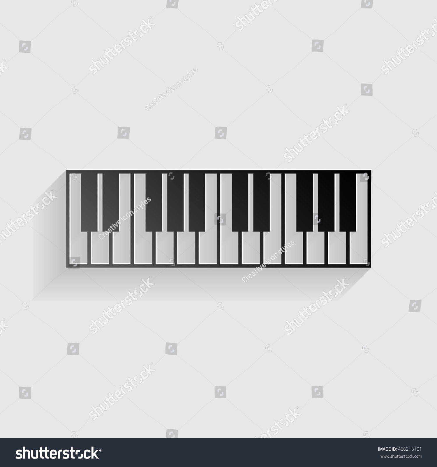 Piano Keyboard Sign Black Paper Shadow Stock Illustration 466218101