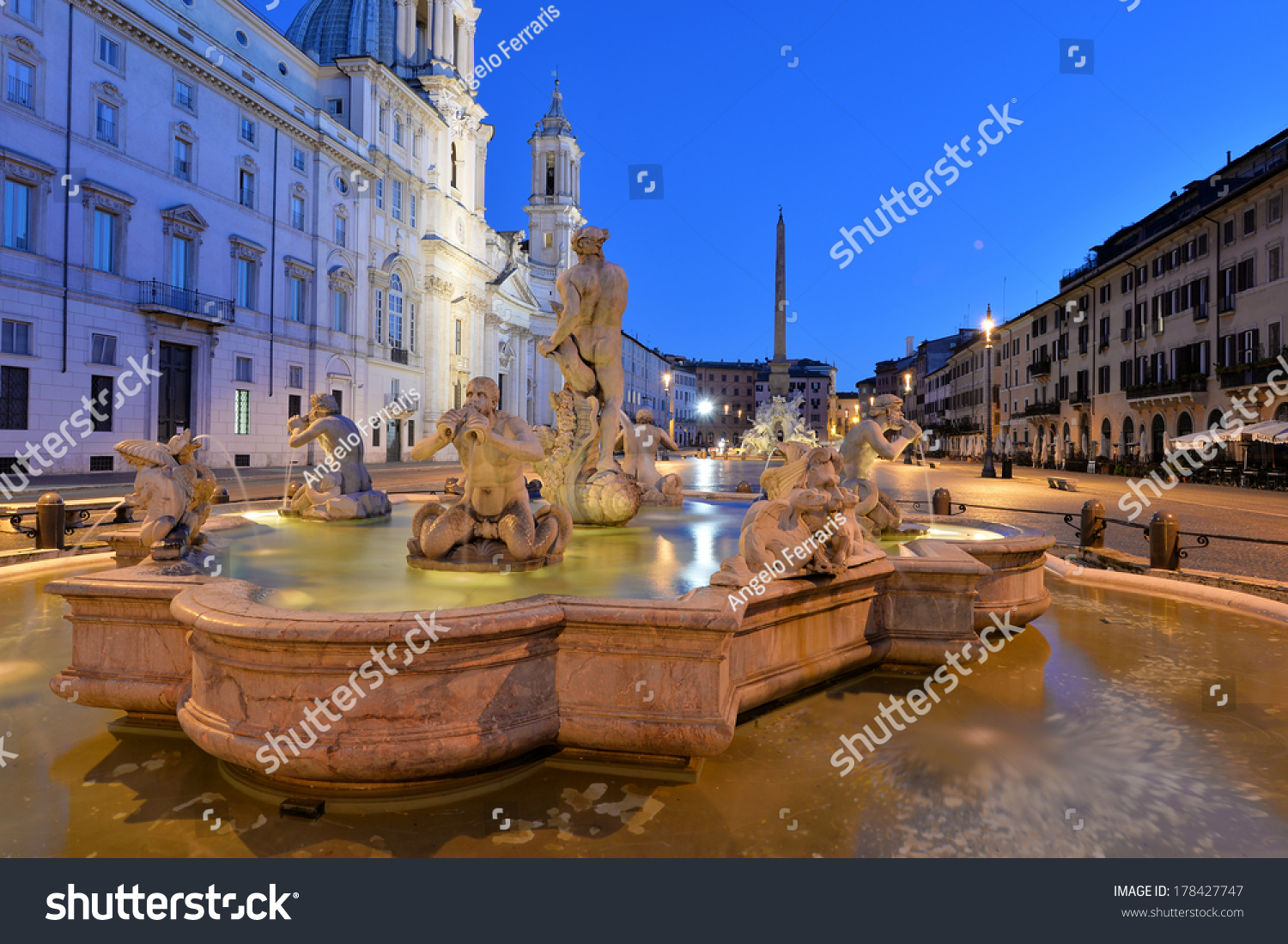 Piazza Navona By Night Rome Italy Stock Photo 178427747 - Shutterstock
