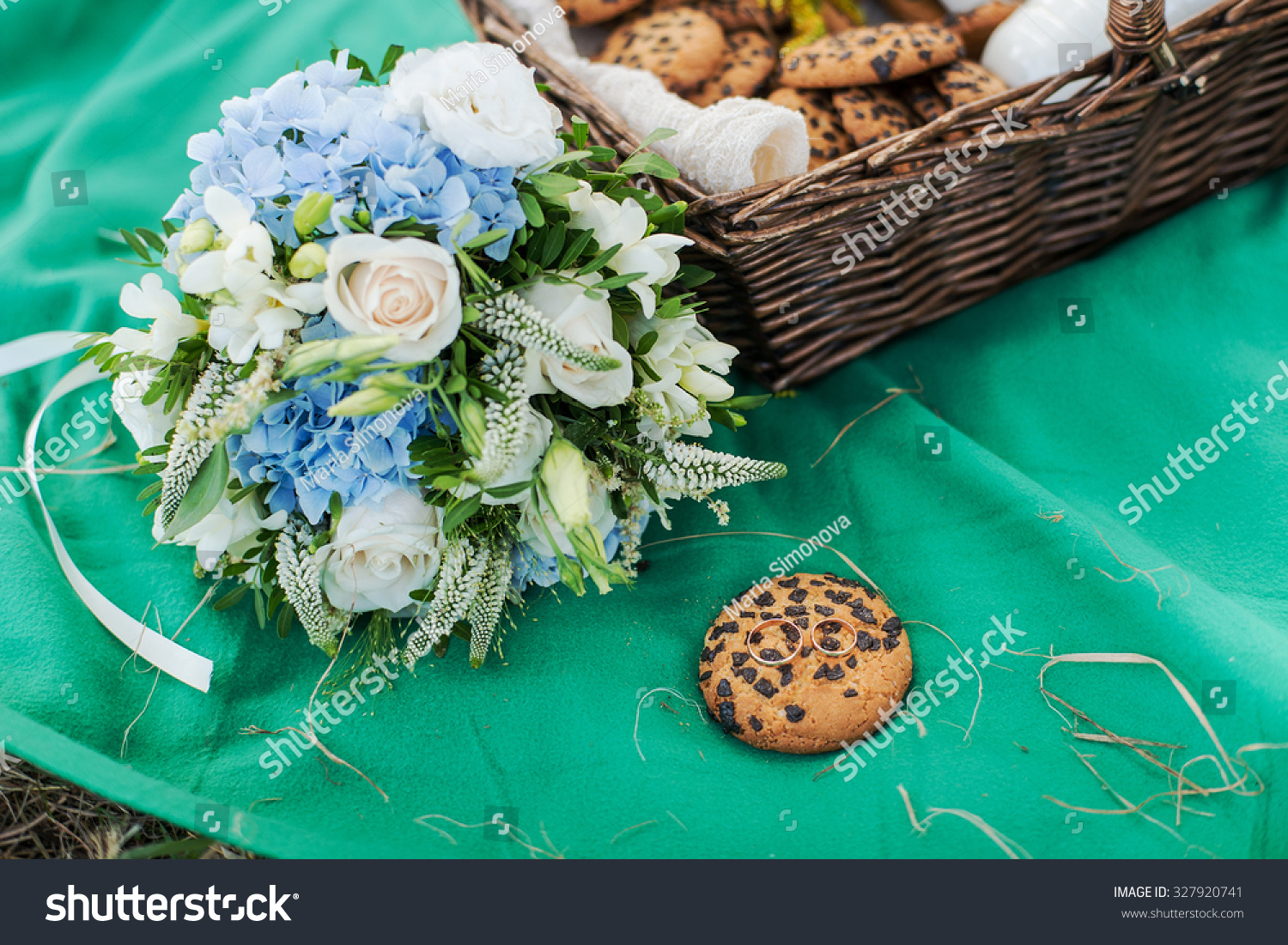 Picnic On Grass Flower Arrangement Hydrangea Stock Photo Edit Now 327920741