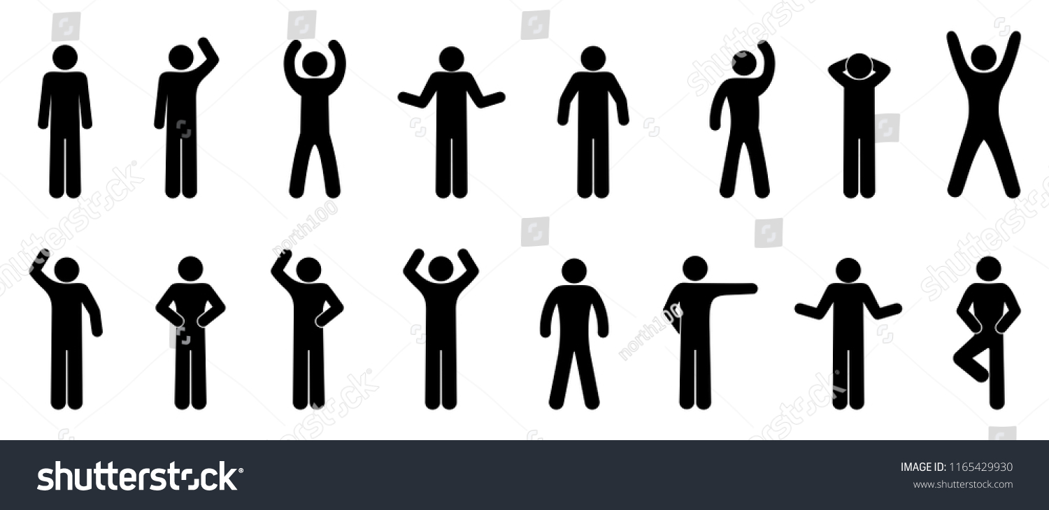 Pictogram Man Diverse Poses Gestures Stick Stock Illustration ...