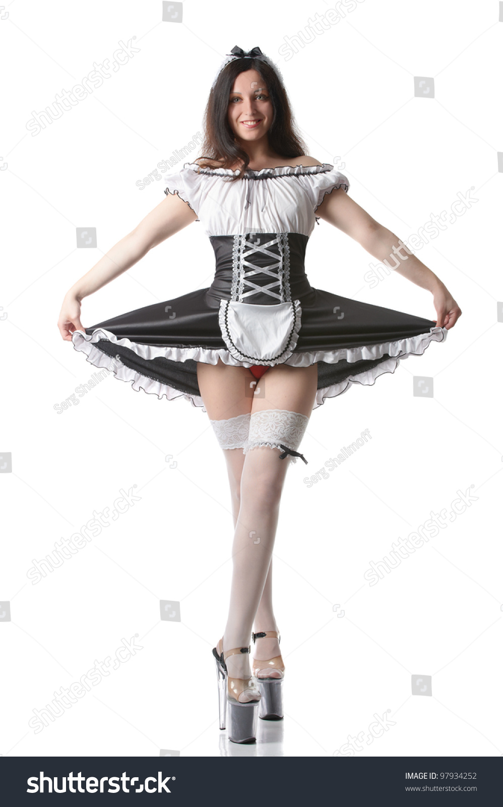 White Stockings In Mini Dress
