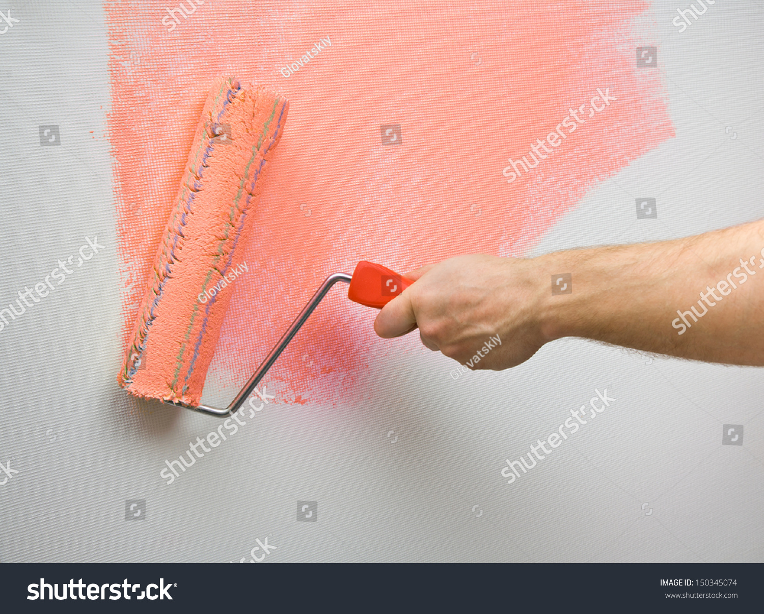 Picture Hand Painting Wall Roller Stock Photo Royalty Free