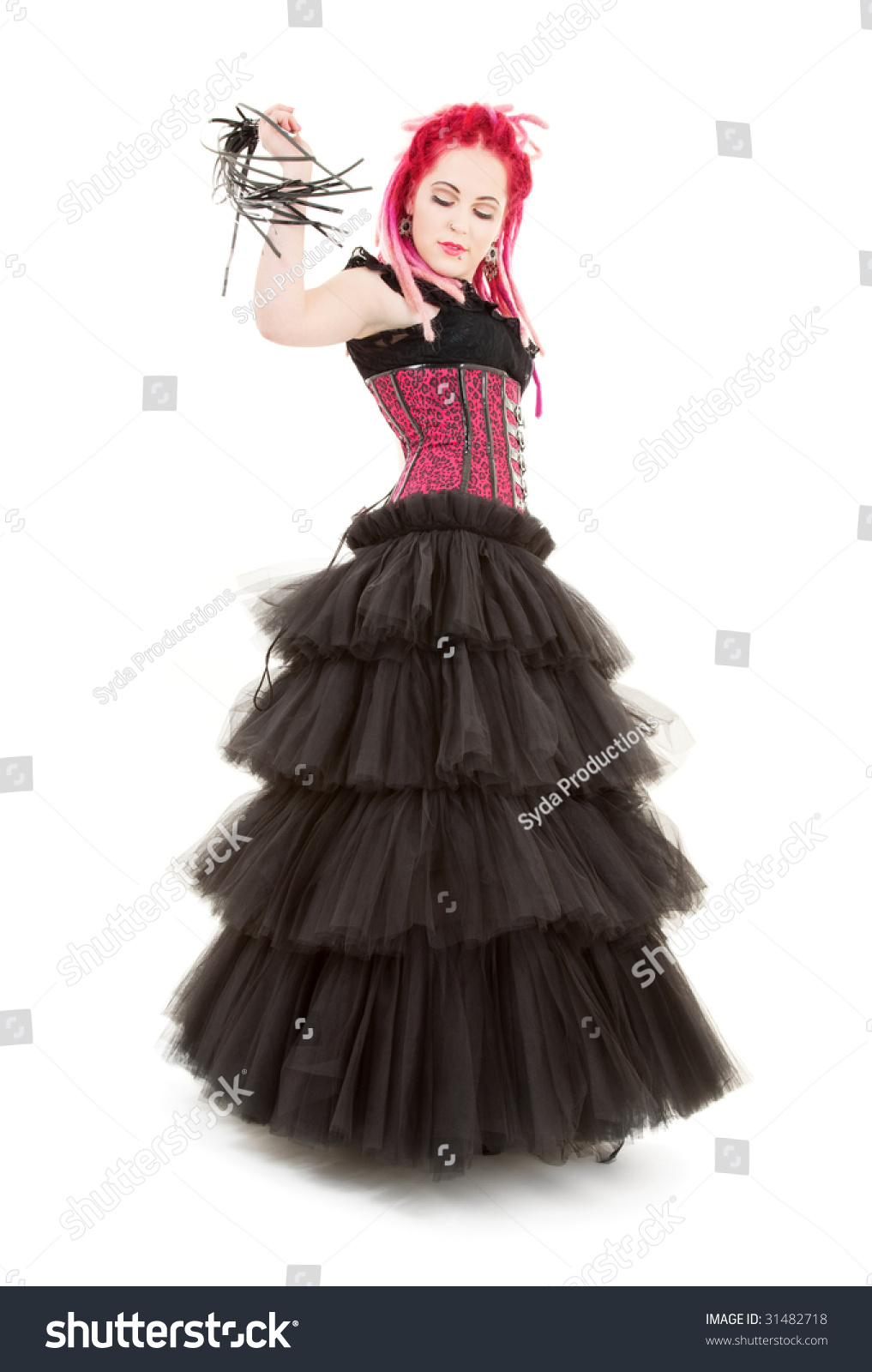 Picture Of Dominant Lady With Whip Over White Stock Photo 31482718 ...