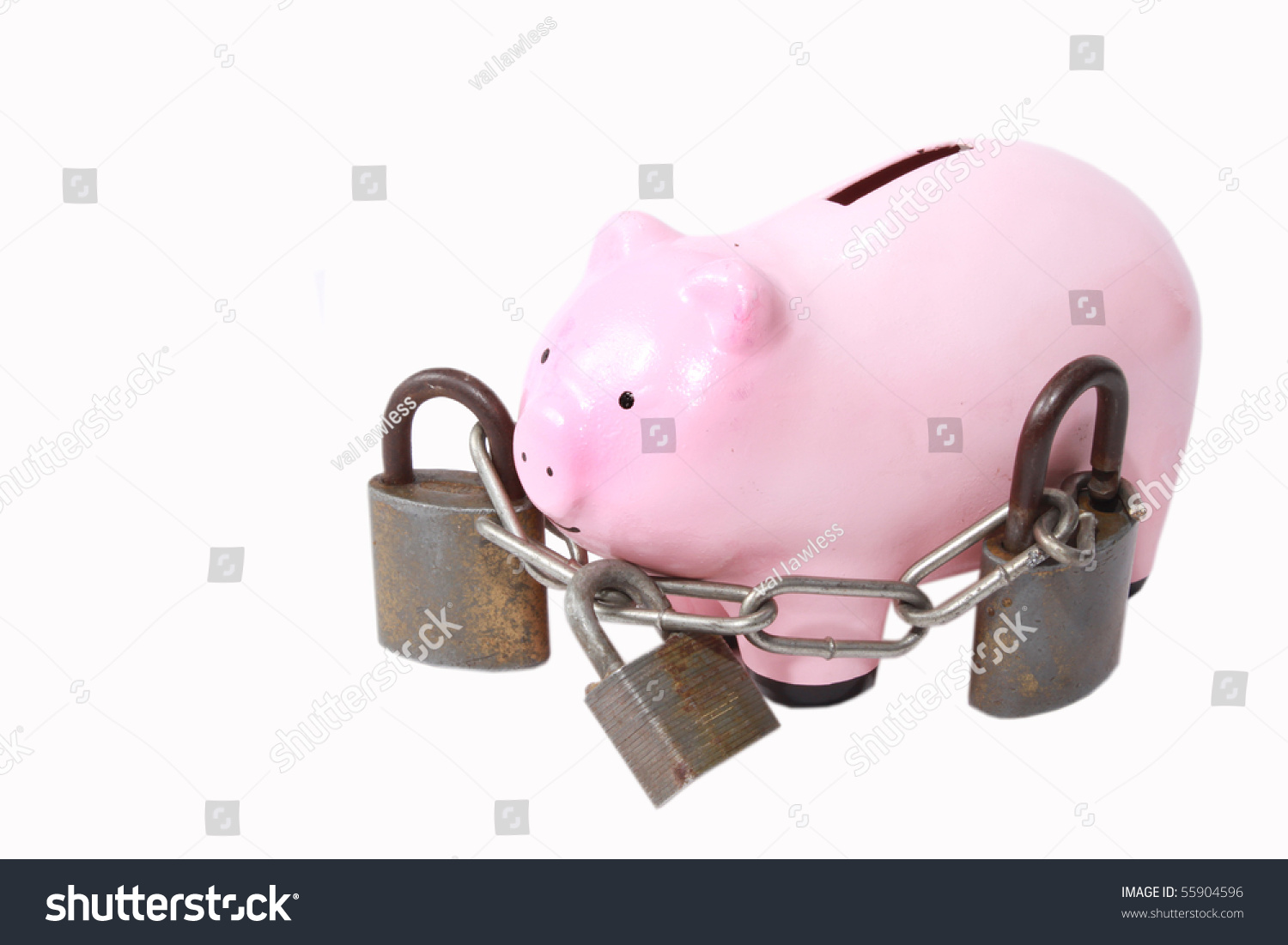 Piggy Bank With Heavy Locks Stock Photo 55904596 : Shutterstock