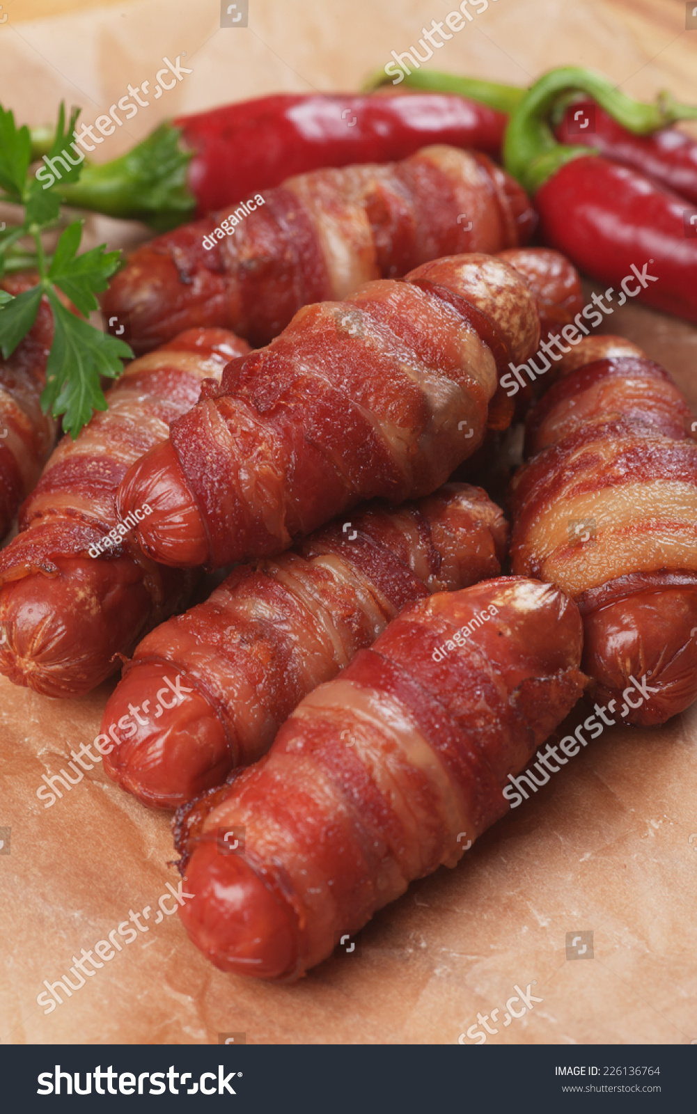 Pigs Blanket Mini Sausage Bacon Rolls Stock Photo Edit Now 226136764