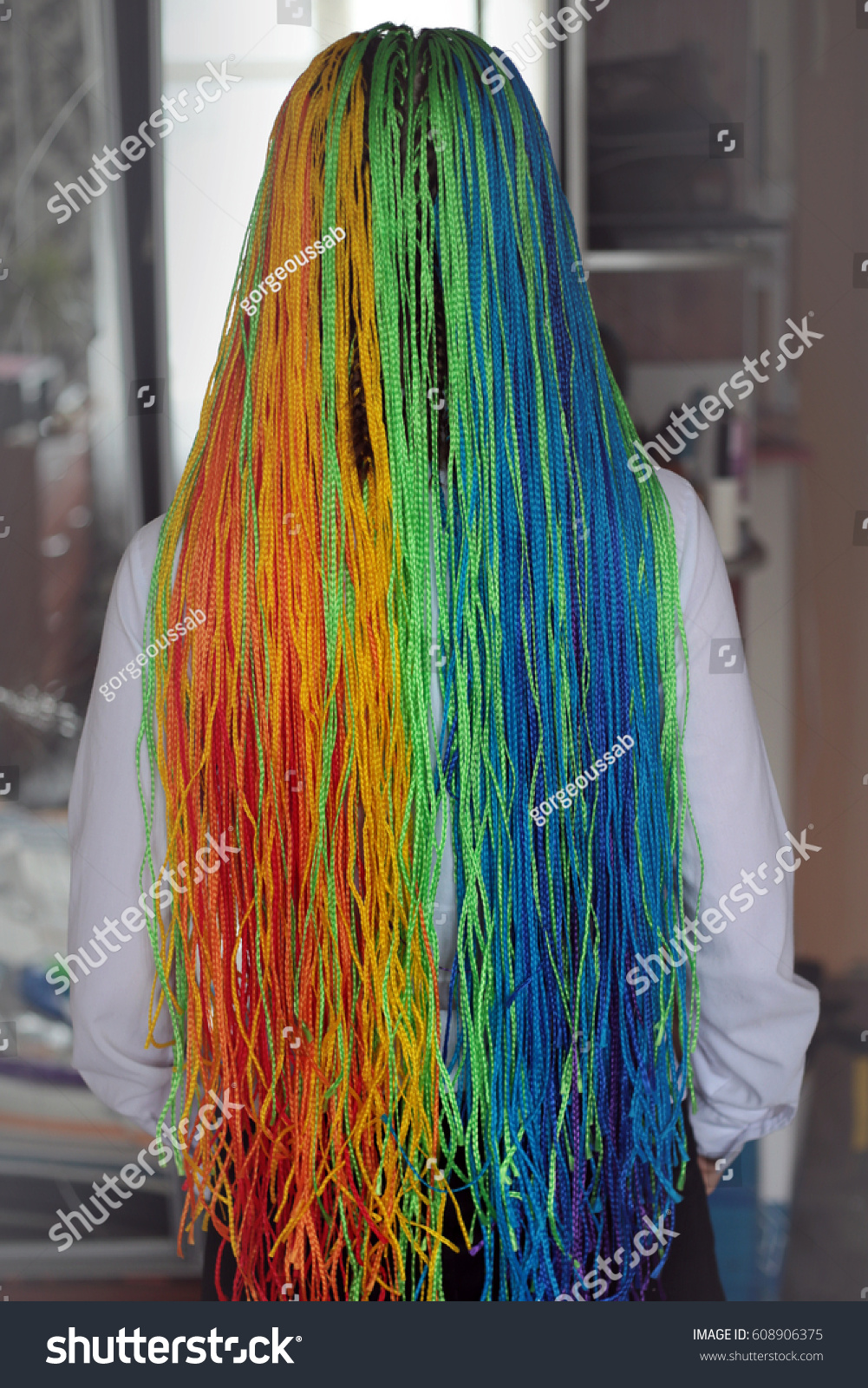 Pigtails Color Rainbow Red Orange Yellow Stock Photo Edit Now
