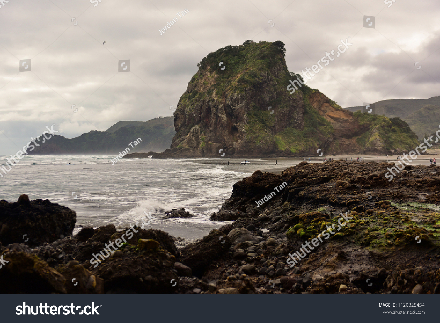 Piha Black Sand Beach Featuring Cliffs Stock Photo Edit Now