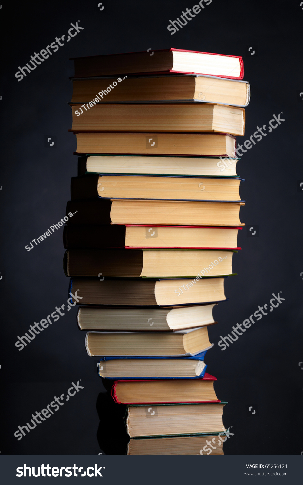 Pile Of Books On A Black Background Stock Photo 65256124 : Shutterstock