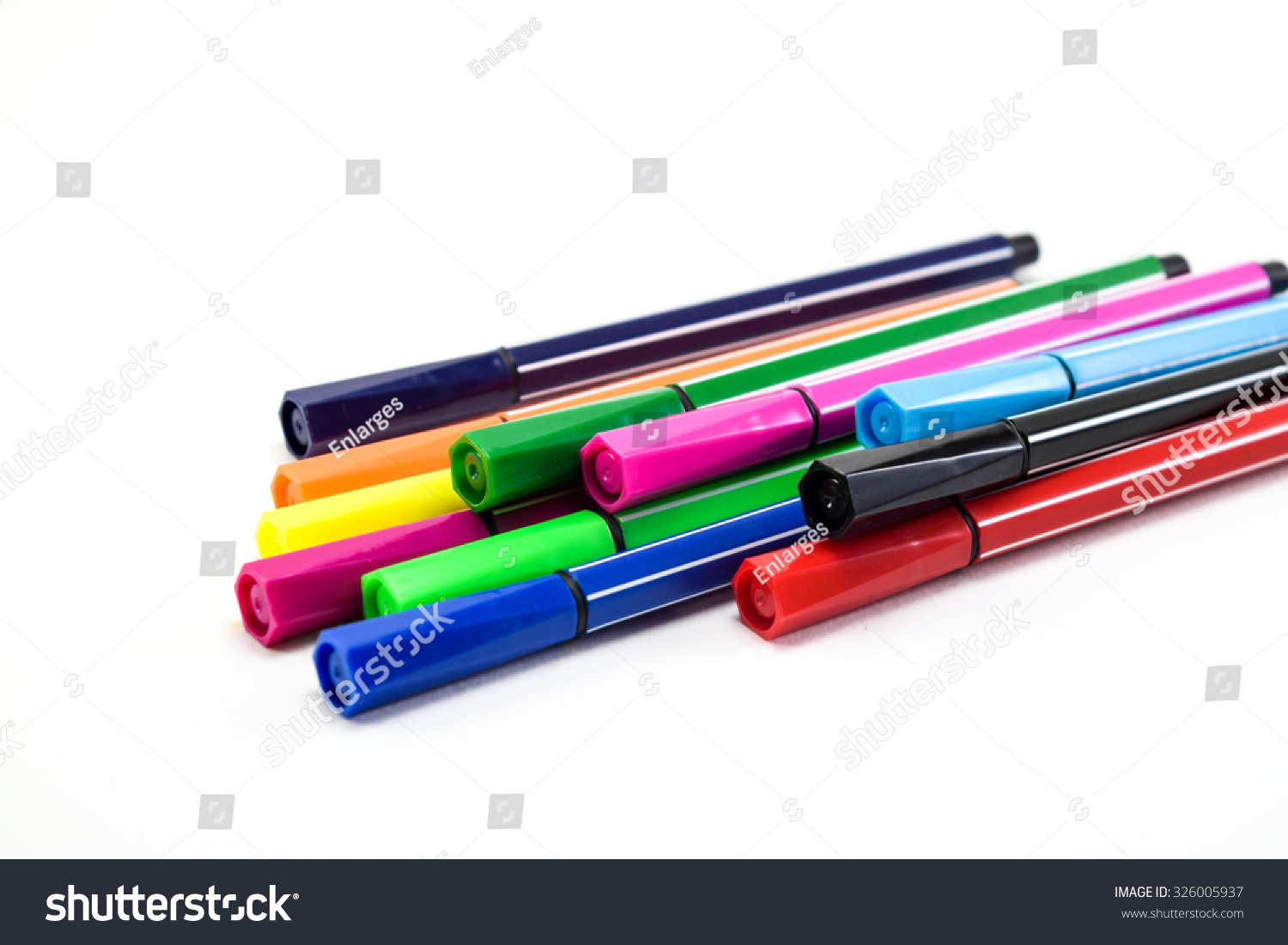 Pile Of Color Pen On White Background Stock Photo 326005937 : Shutterstock