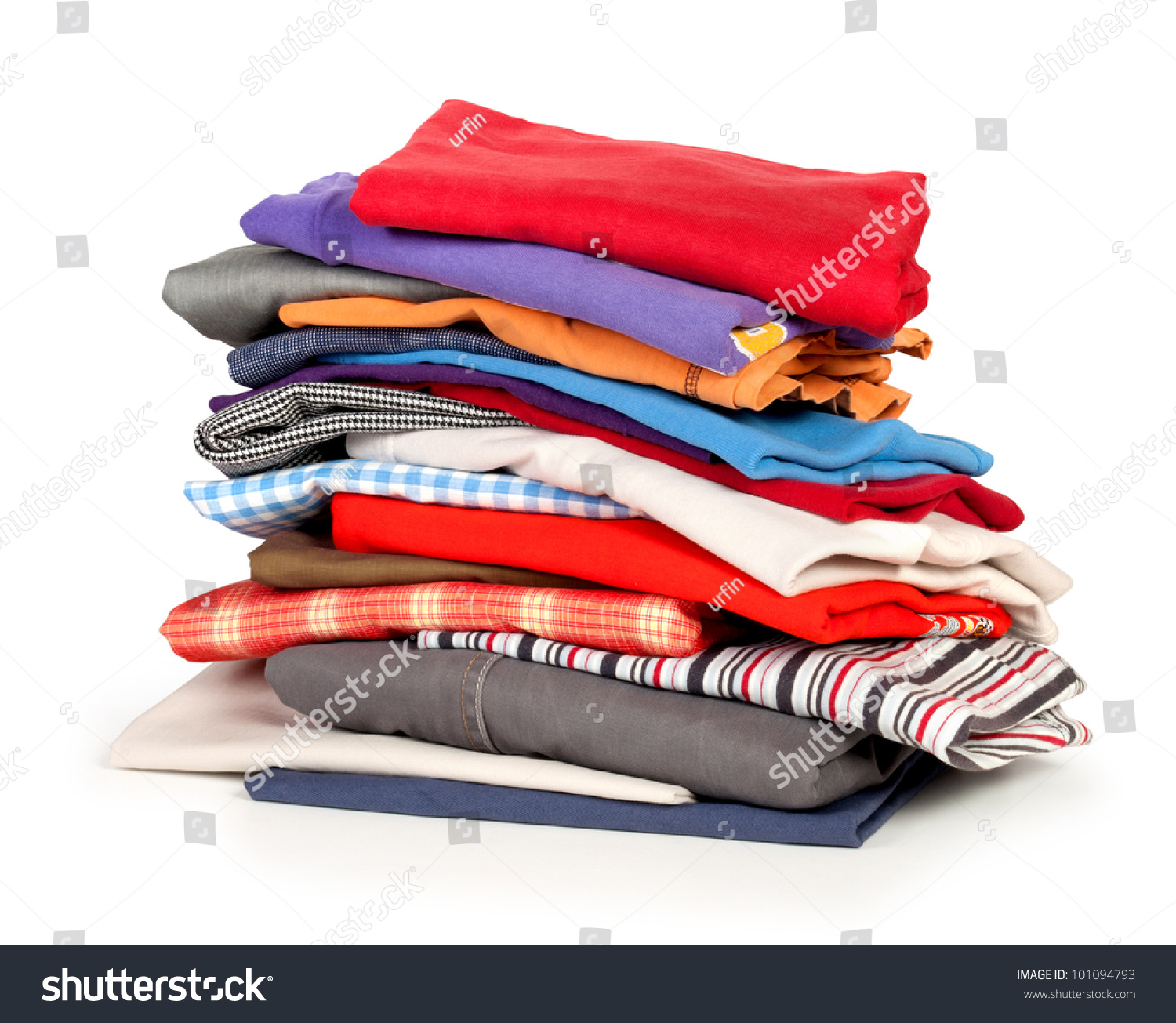 Pile Coloured Clothes Laundry Isolated On Stock Photo 101094793 ...