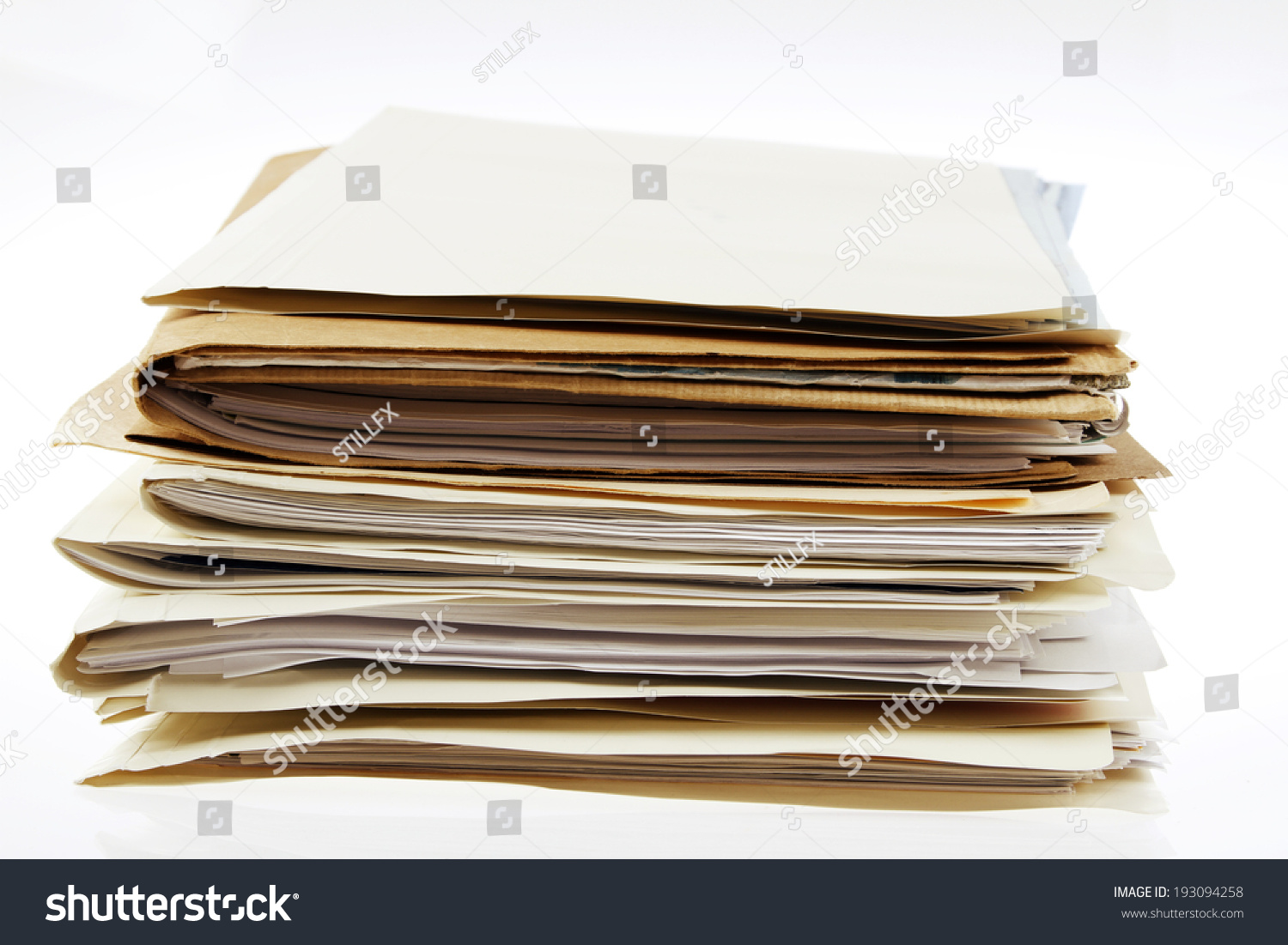 Pile Of Files On Plain Background Stock Photo 193094258 : Shutterstock