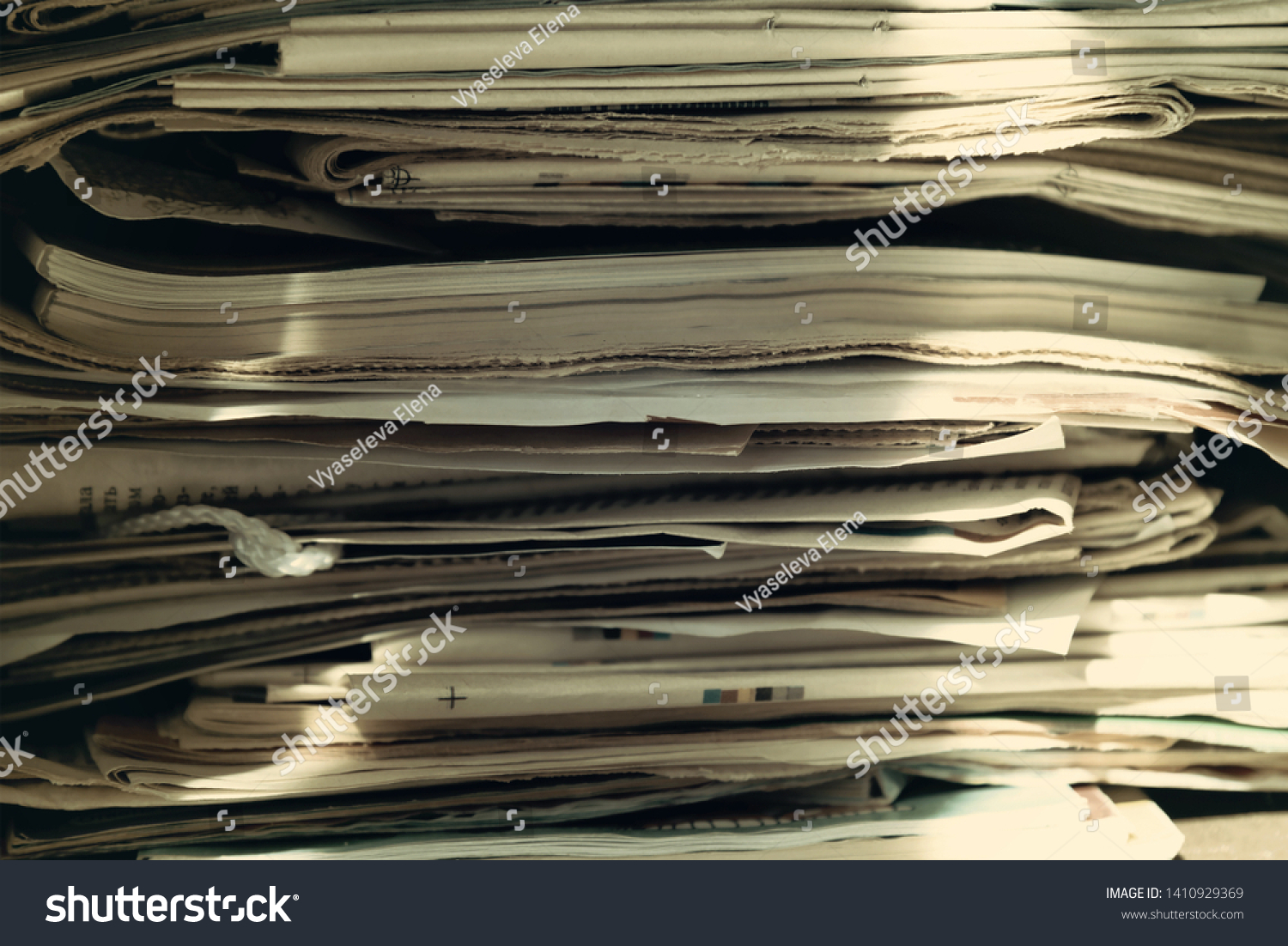 Pile Old Newspapers Magazines Stack Side Stock Photo Edit Now 1410929369