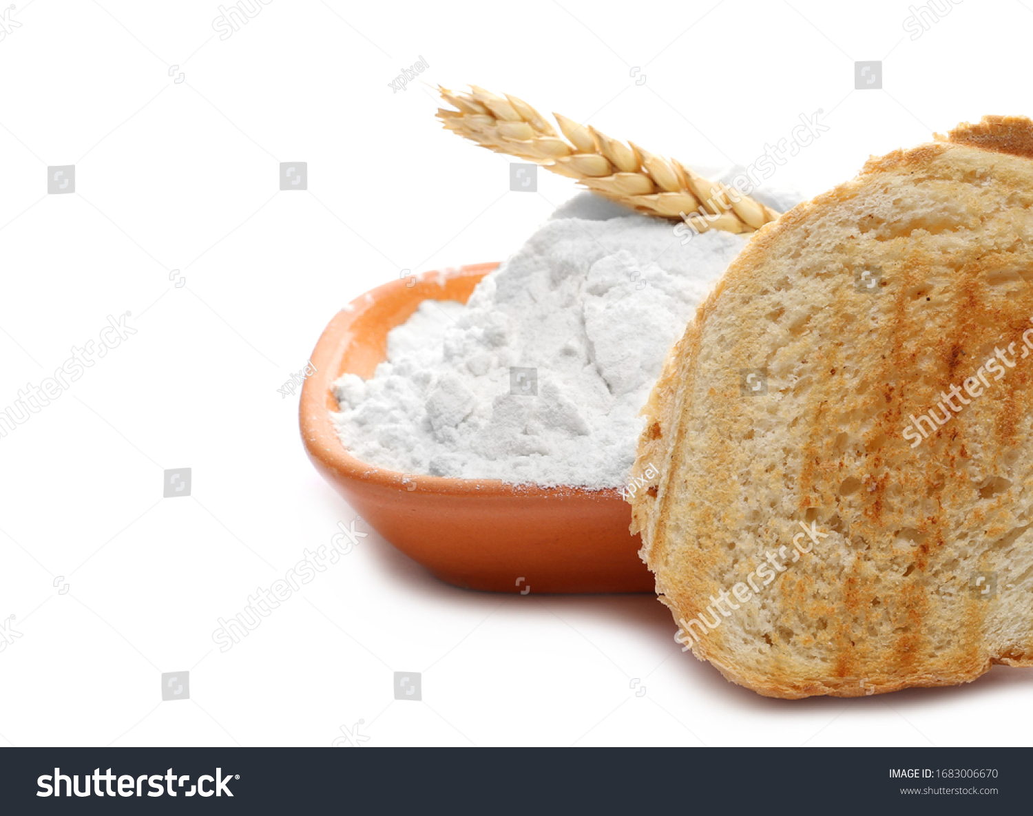 Pile Wheat Flour Clay Pot Isolated Stock Photo (Edit Now) 1683006670