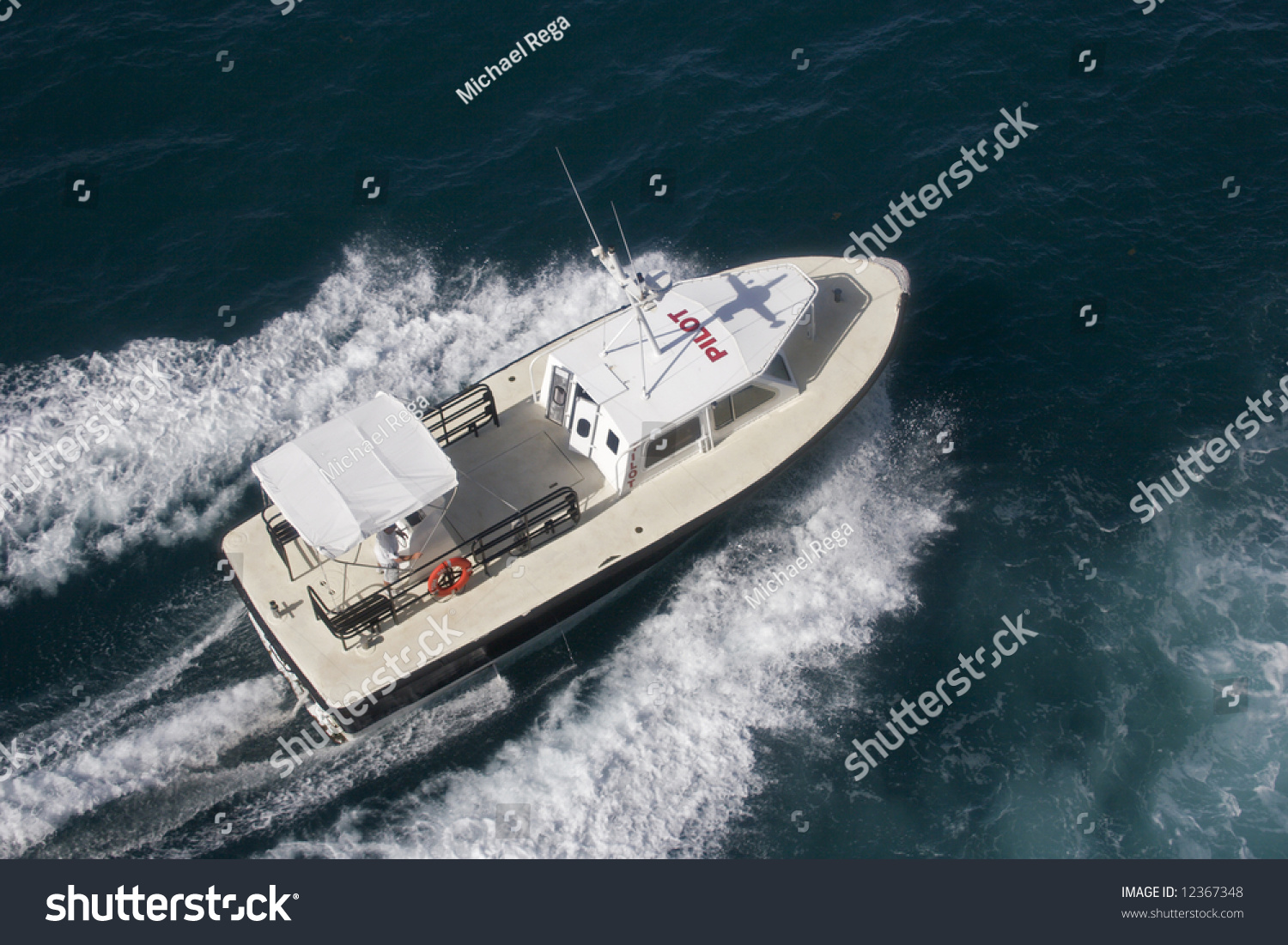 Pilot Boat Guiding A Cruise Ship Out Of The Harbor Stock Photo 12367348 ...