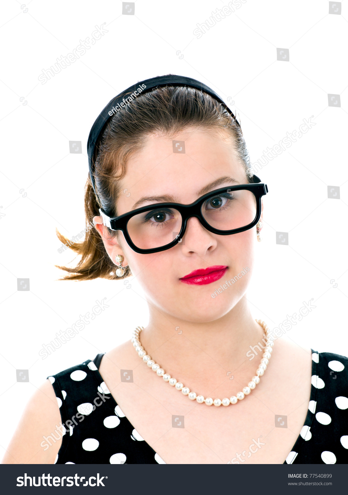 Pinup 50s Style Nerdy Teenage Girl Stock Photo Edit Now 77540899