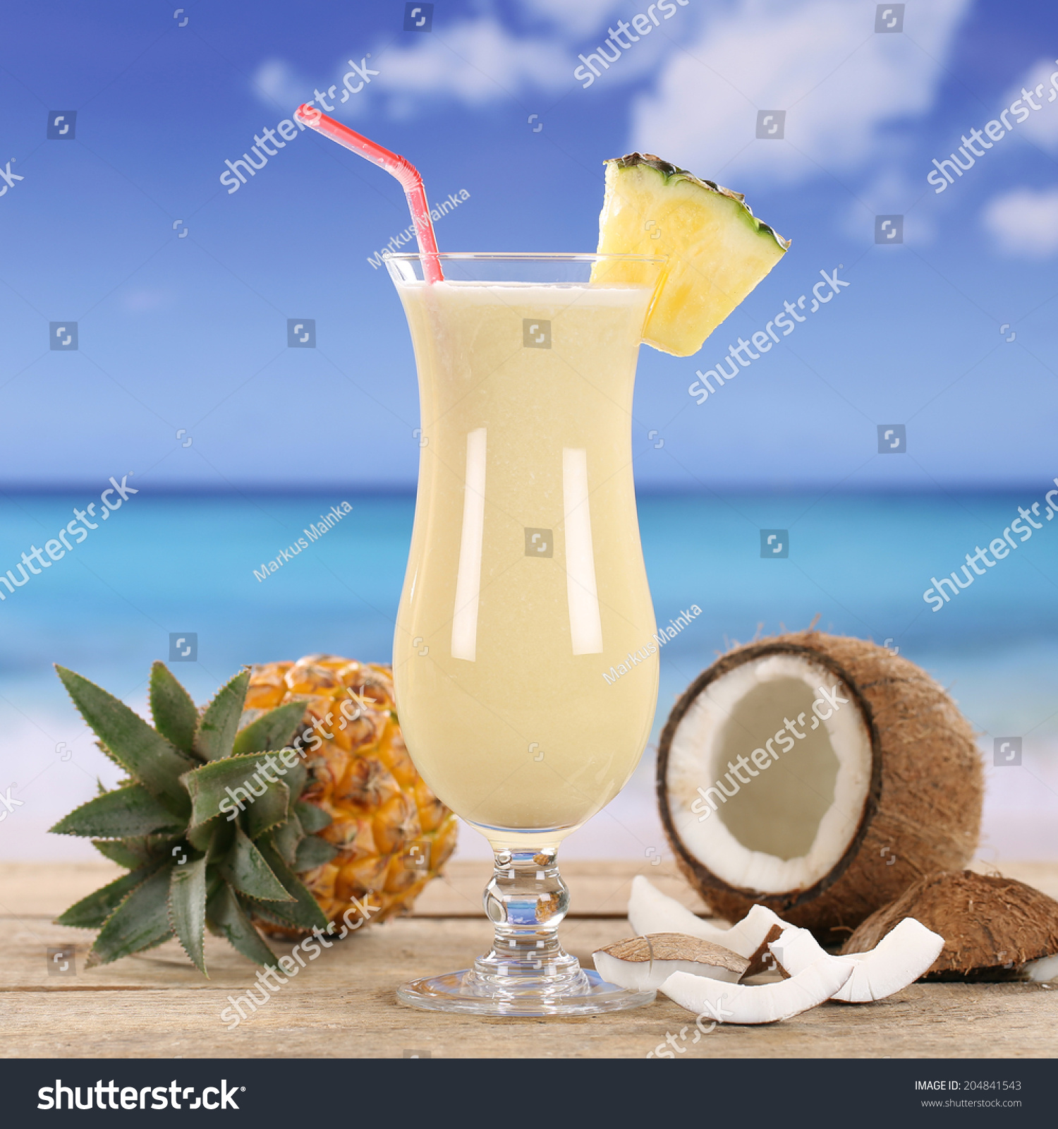 Pina Colada Cocktail Drink Fruits On Stock Photo (Edit Now) 204841543