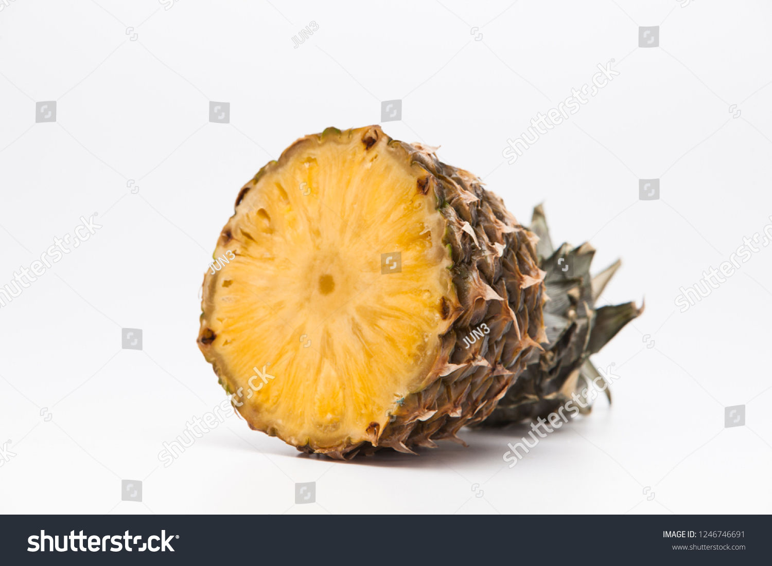 Pineapple Cross Section Isolated On White Stock Photo
