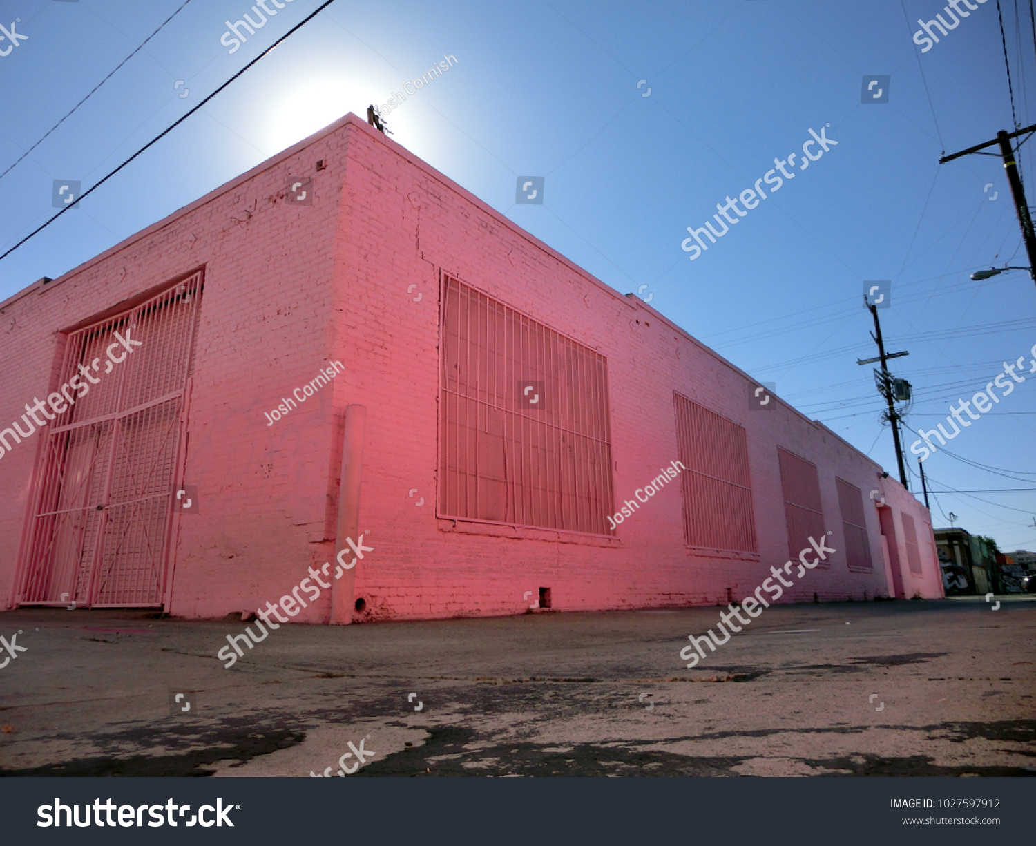 Pink Abandoned Warehouse Exterior Dock ...