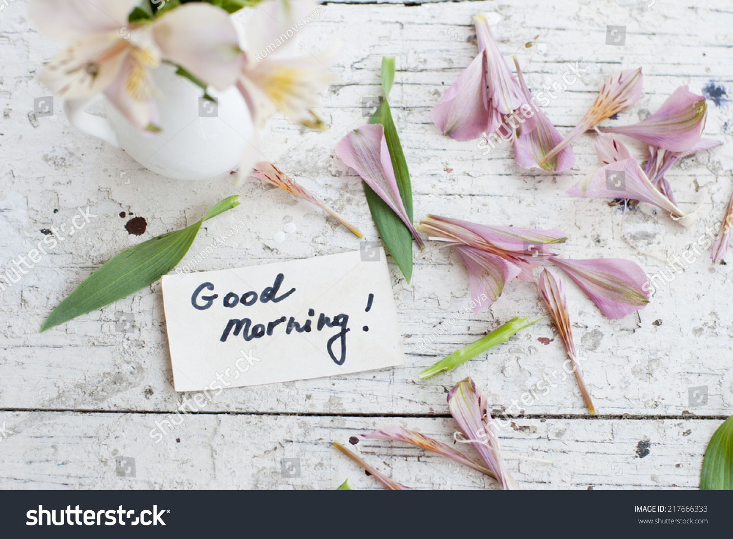 Pink Astromeria Flowers White Jar Vase Stock Photo 217666333 - Shutterstock