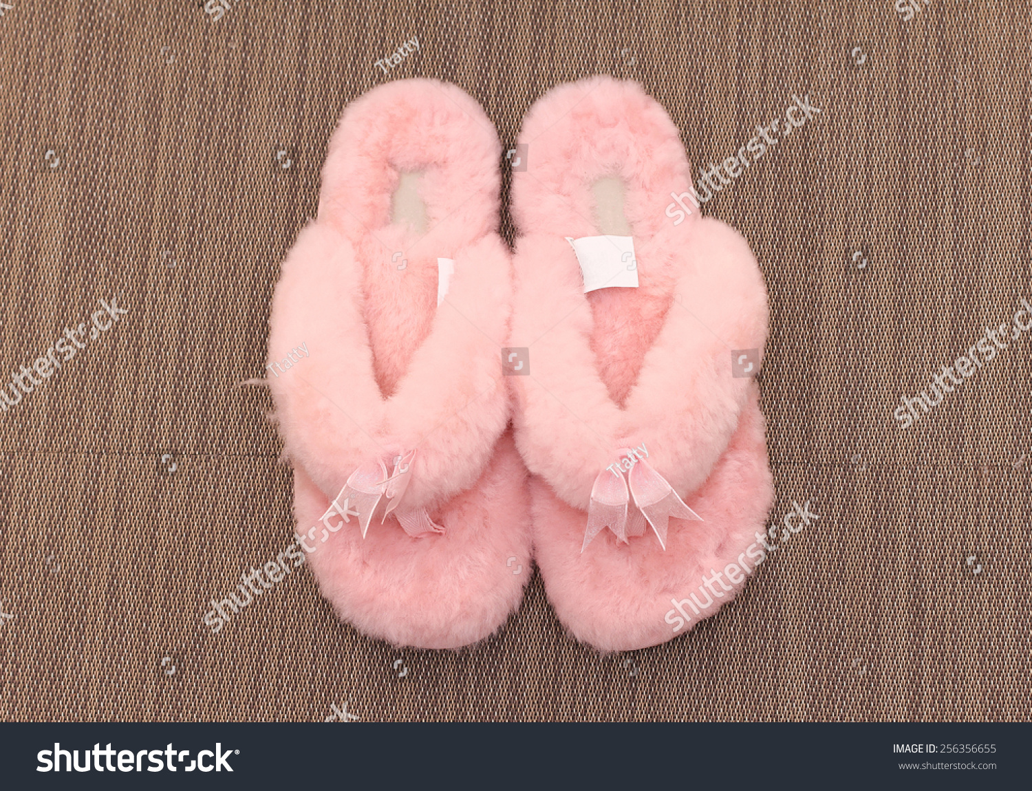 Pink Fur Fluffy Flip Flops On Stock 
