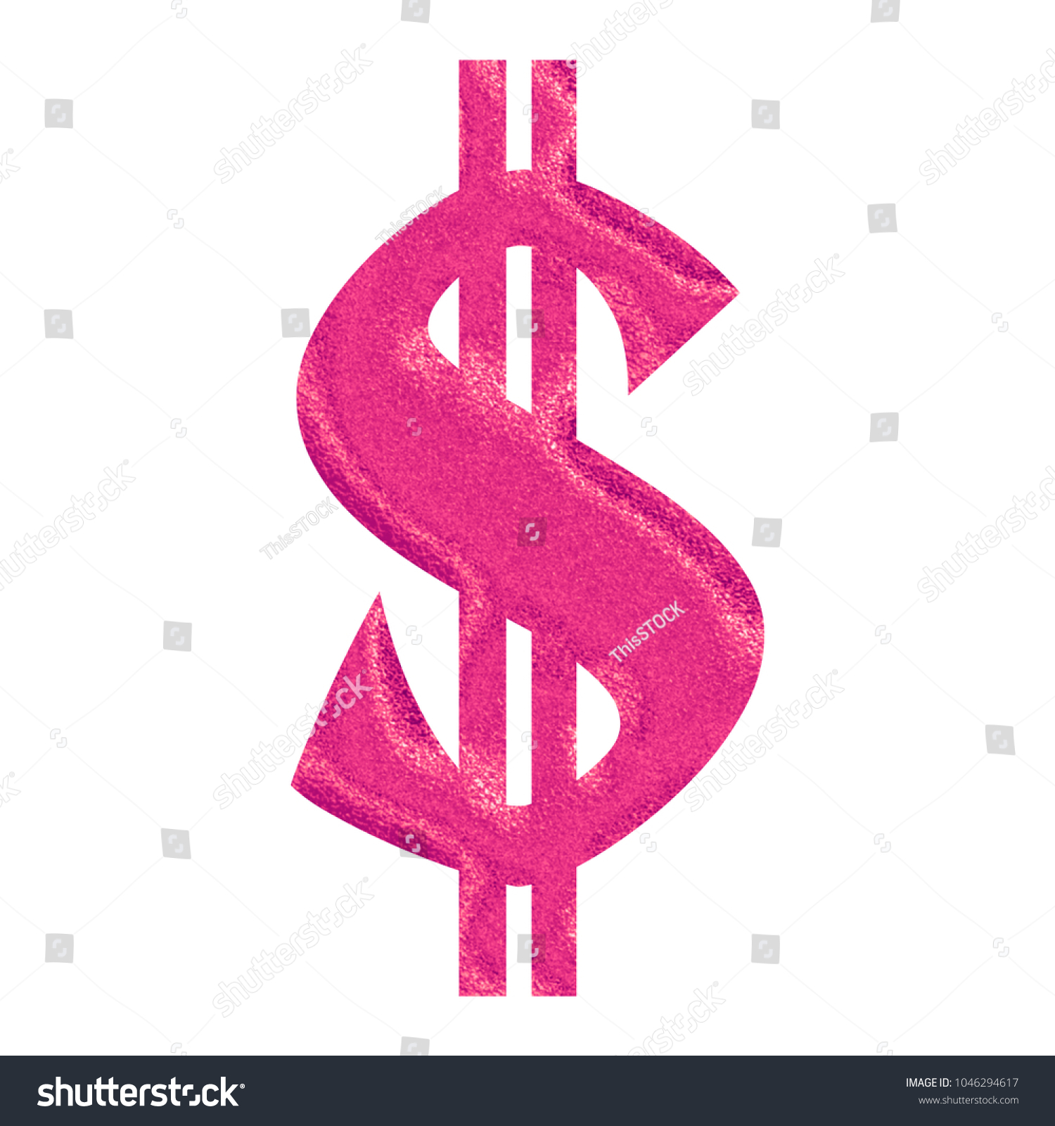 Pink Glitter Sparkling Dollar Sign Money Stock Illustration