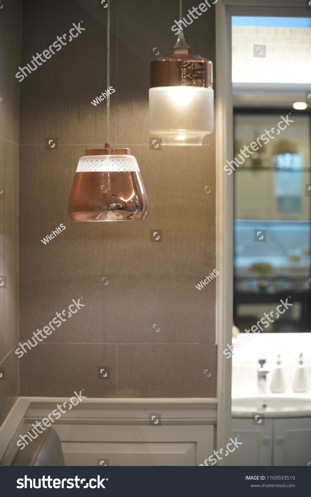 Pink Gold Brass Ceiling Lamps Incandescent Royalty Free