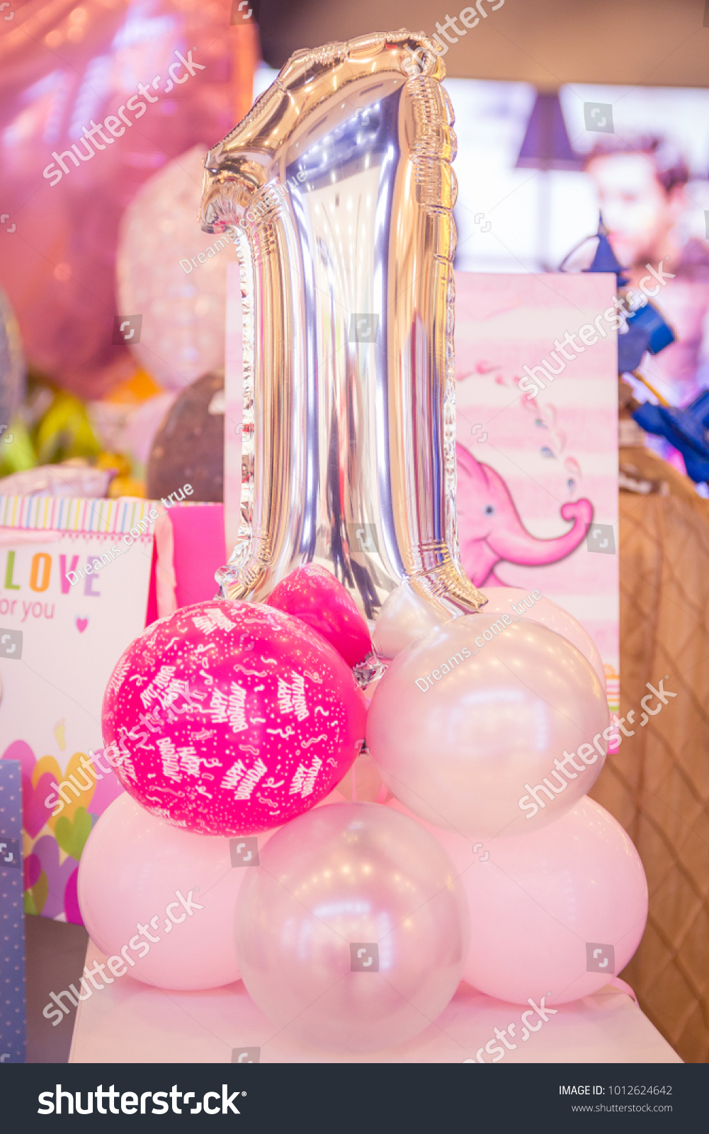 Pink Helium Birthday Balloons Baby Girls Stock Photo Edit Now