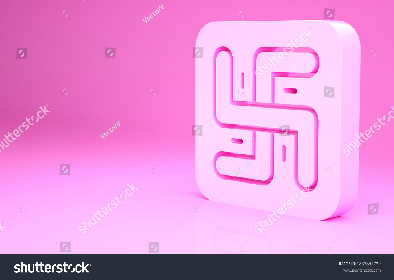 Pink Hindu Swastika Religious Symbol Icon стоковая иллюстрация