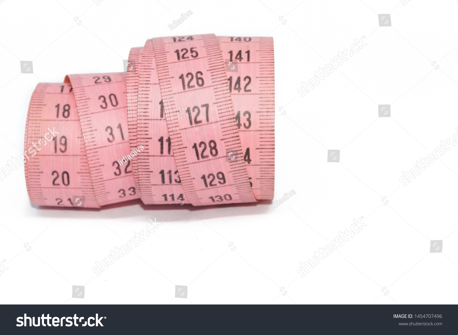 Pink Measuring Tape Control Body Measurements Stock Photo