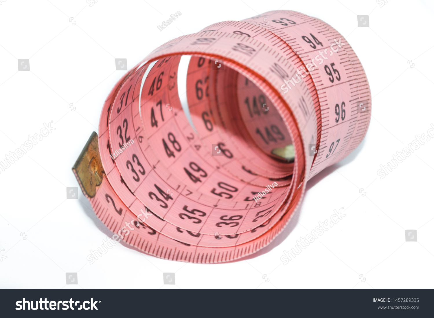 Pink Measuring Tape Control Body Measurements Stock Photo